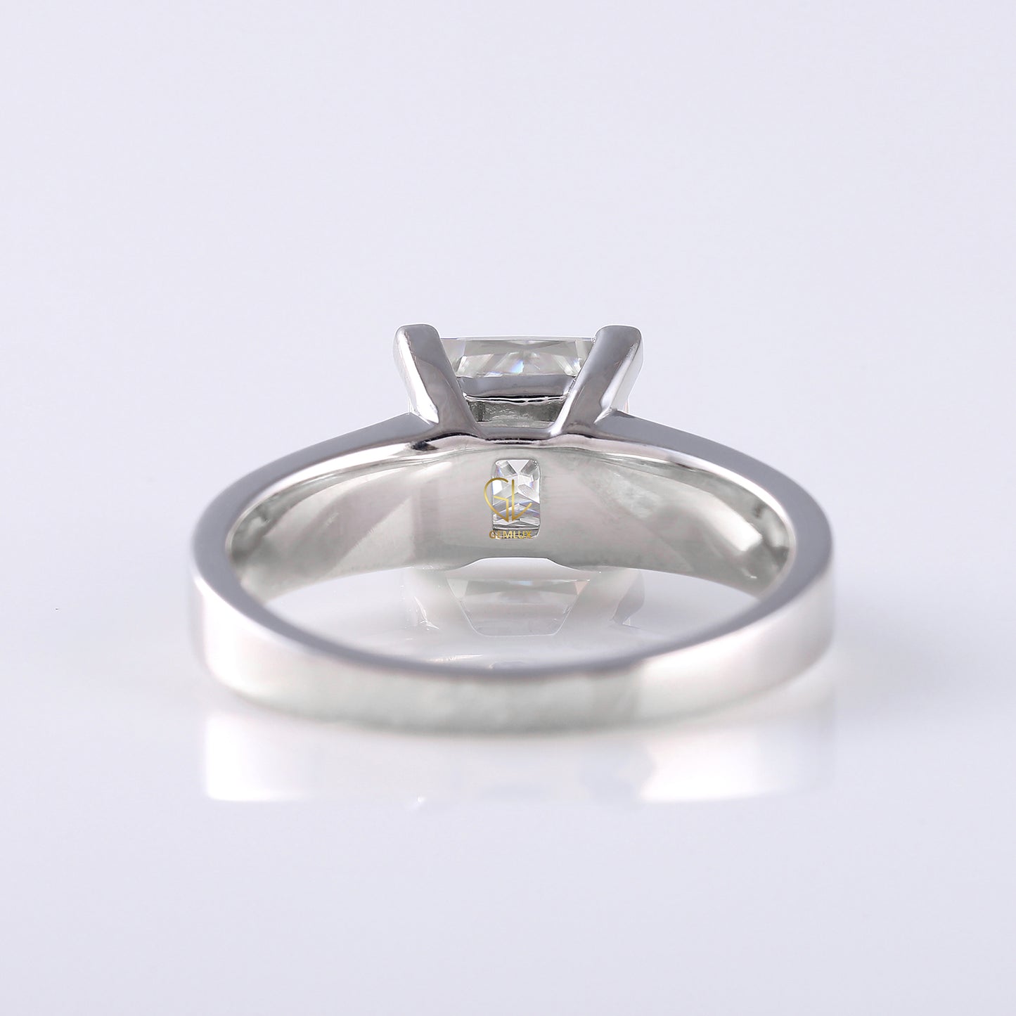 Men's Engagement Ring, Princess Cut Moissanite Diamond Wide Band Men's Solitaire Ring