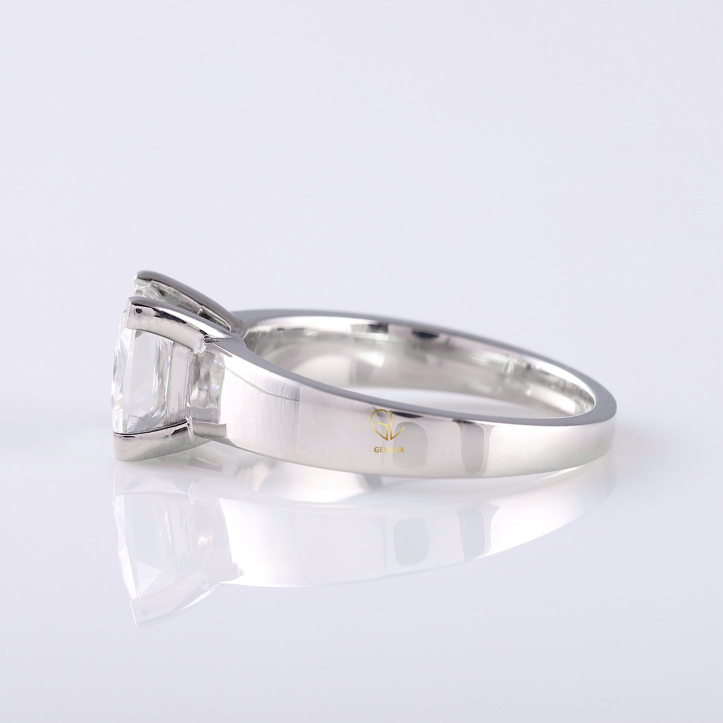 Men's Engagement Ring, Princess Cut Moissanite Diamond Wide Band Men's Solitaire Ring