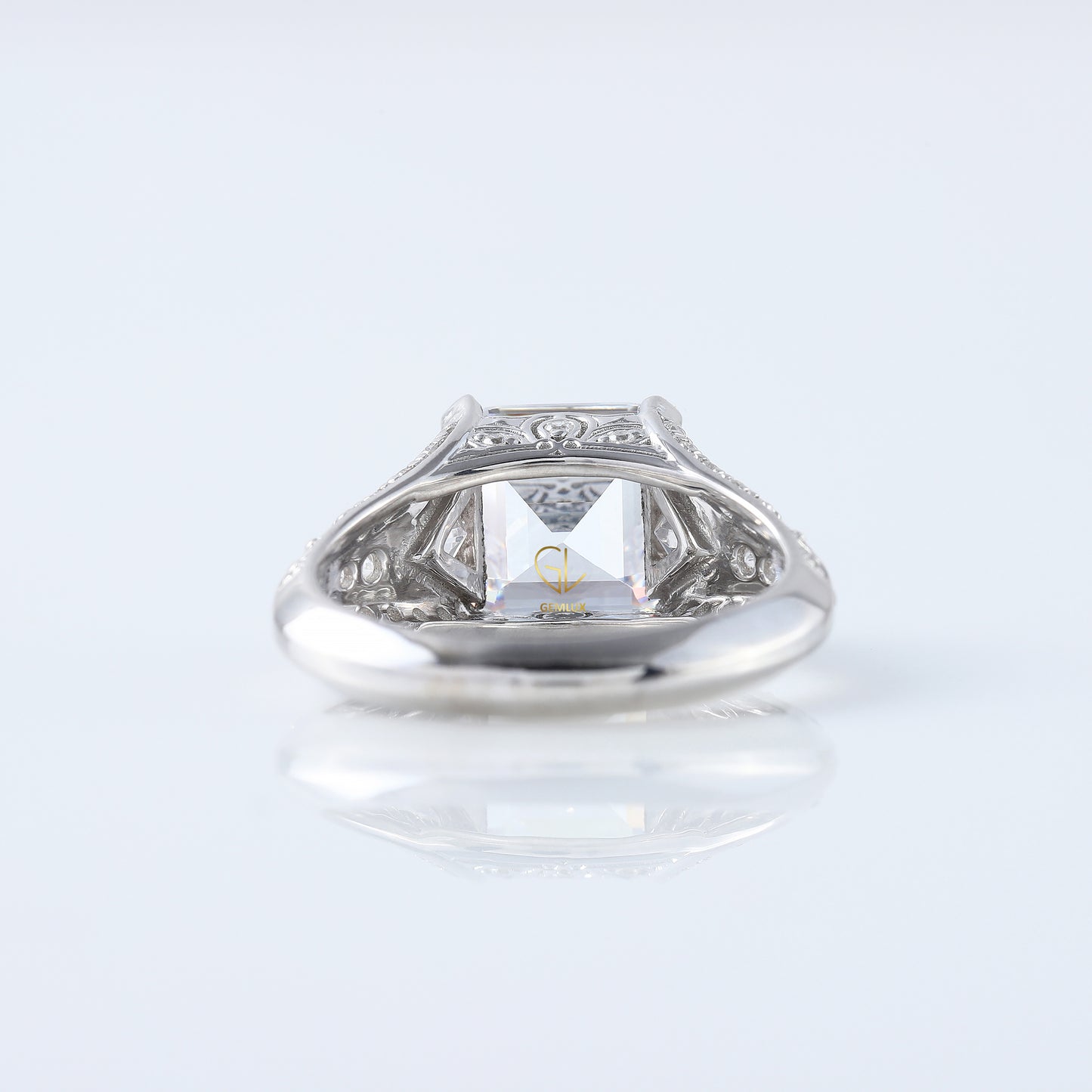Vintage Art Deco IGI Certified Asscher Cut Lab Grown Diamond Engagement Ring