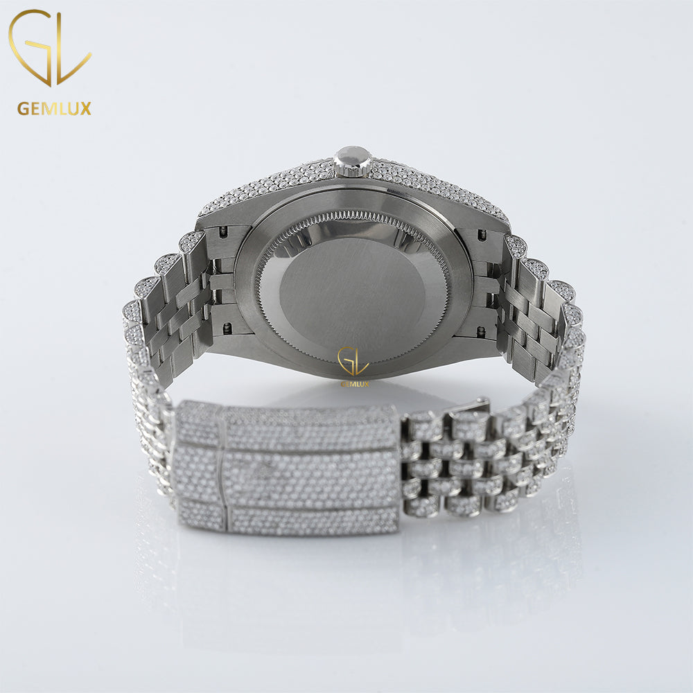 Iced Out VVS Moissanite Diamond Rainbow Arabic Dial Hiphop Wrist Watch
