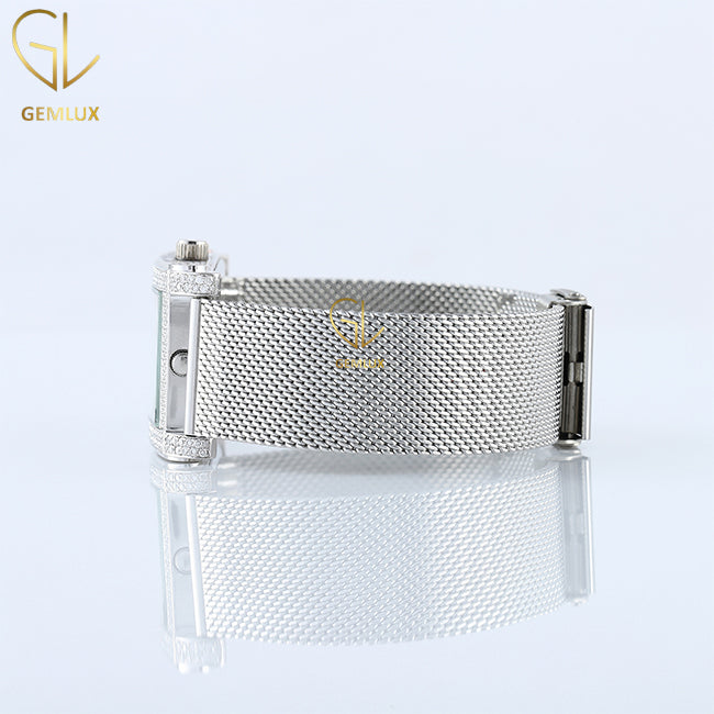Moissanite Diamond Iced Out Rectangle Dial Quartz Watch