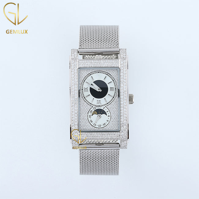 Moissanite Diamond Iced Out Rectangle Dial Quartz Watch