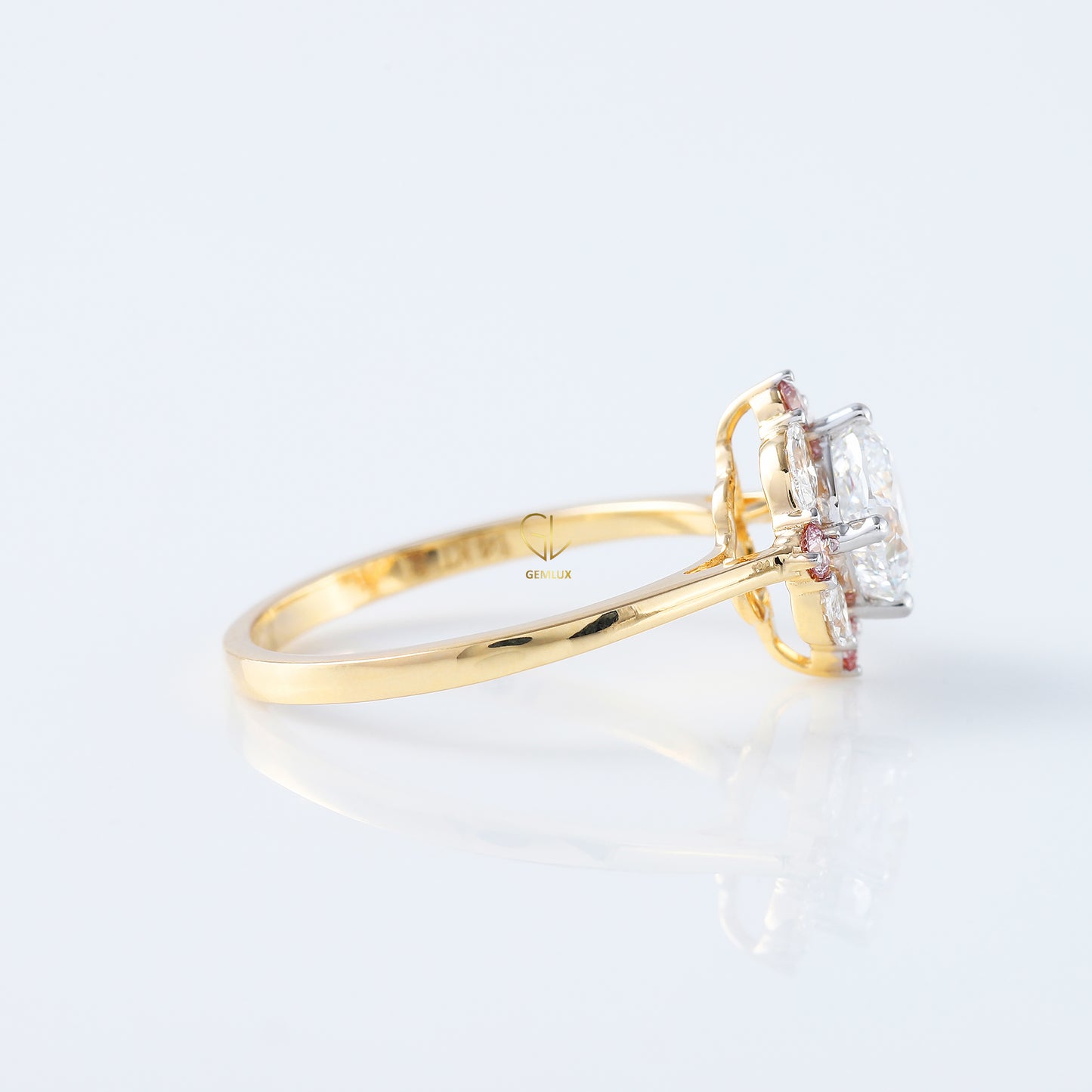 Cushion Cut Moissanite Diamond Halo Engagement Ring