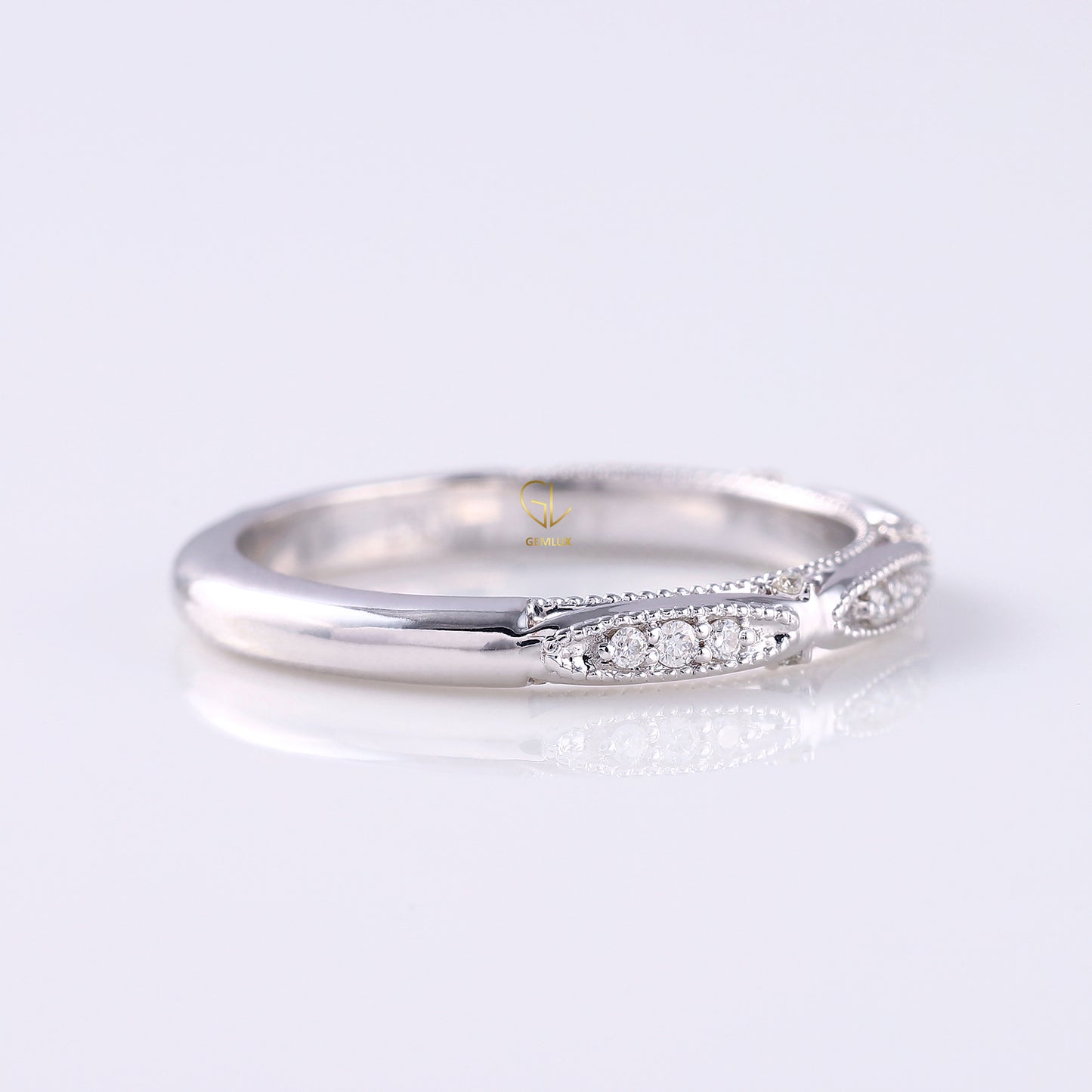 Lab Grown Vintage Art Deco Milgrain Wedding Band