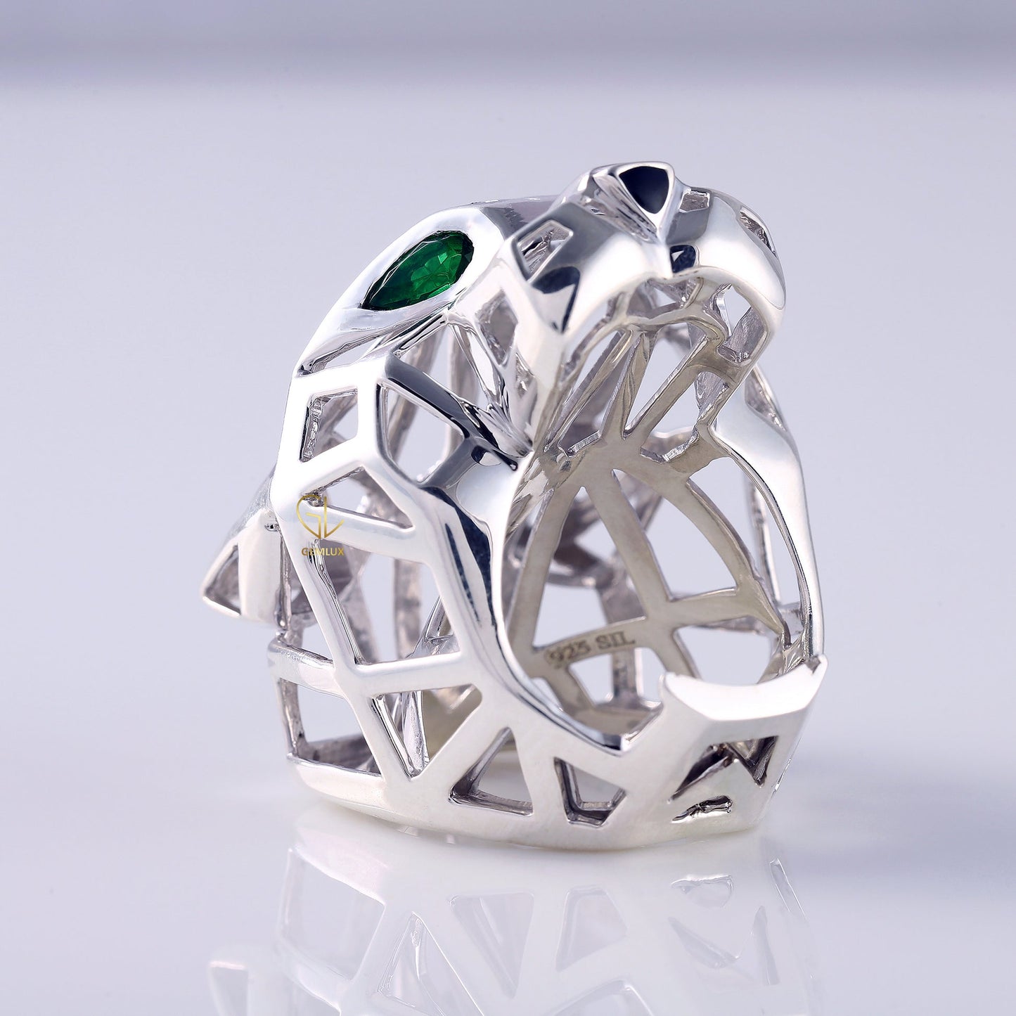 Efrain Perez 1st part payment Solid Gold Green Eye Panther Ring - Animal-Inspired Design