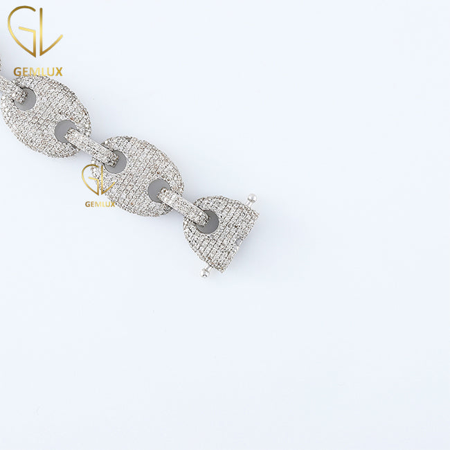 Iced Out VVS Moissanite Diamond Coffee Bean Chain