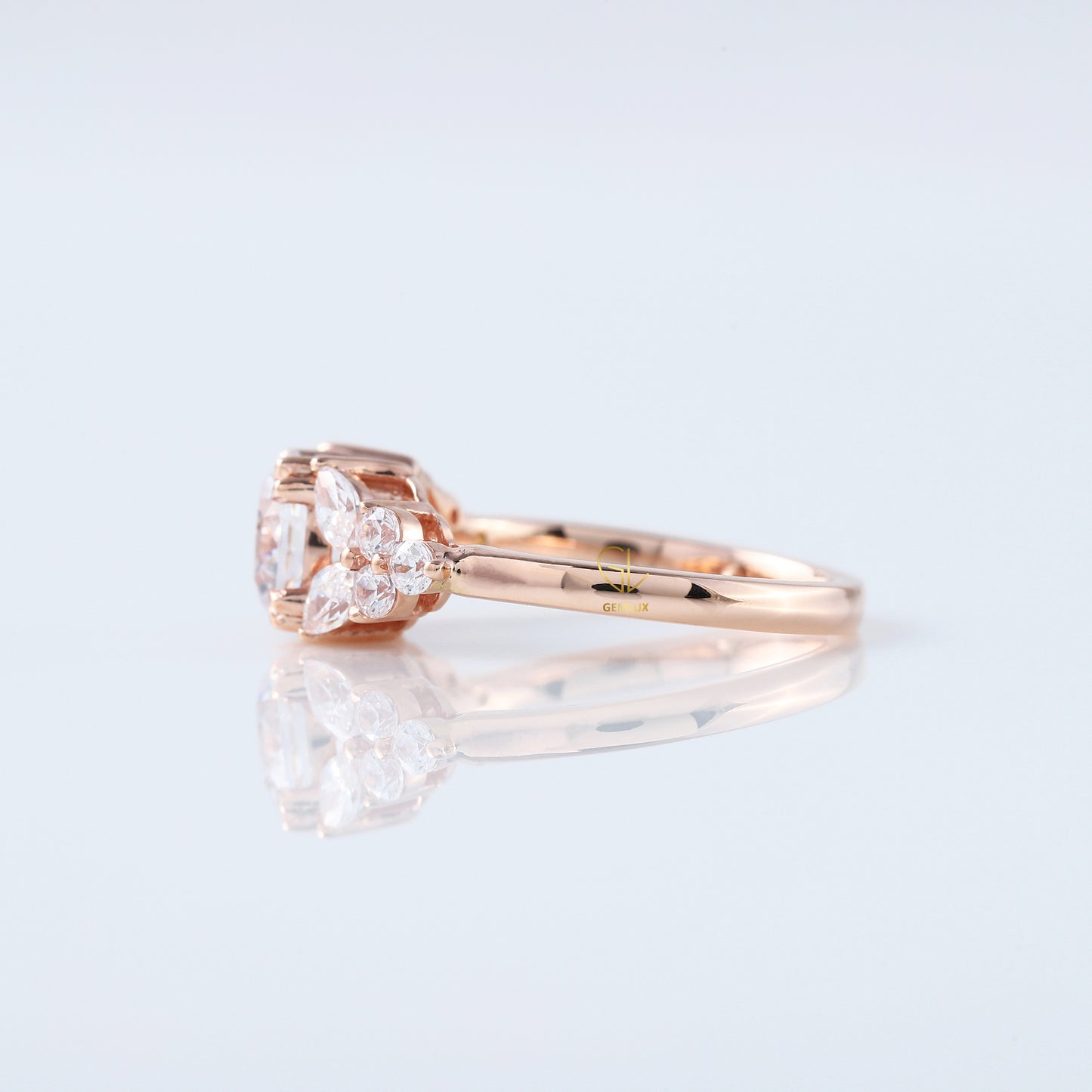 Round Cut Moissanite Cluster Diamond Engagement Ring