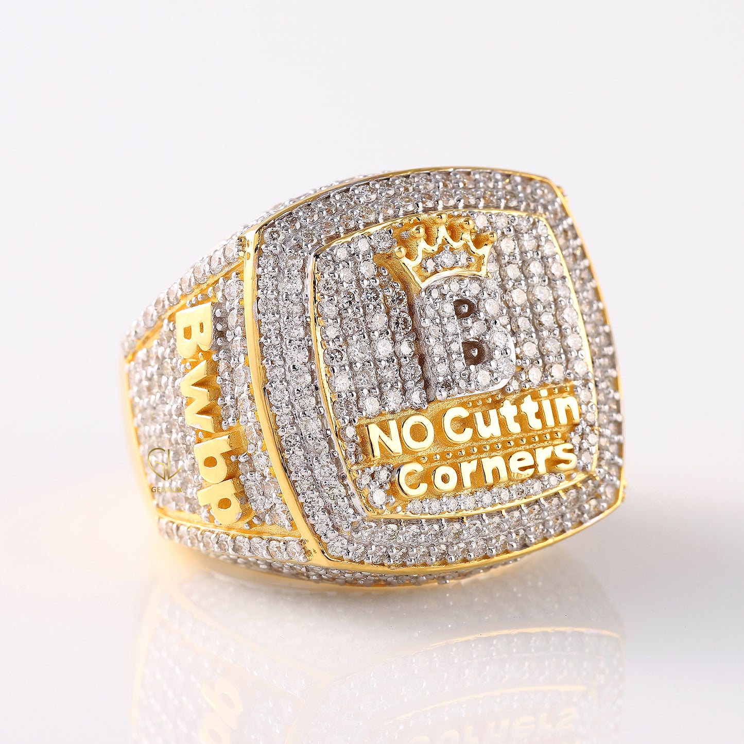 Iced Out Lab Grown Initial Letter Hip Hop Ring For Men