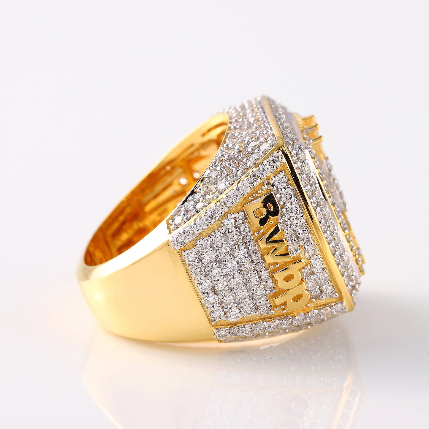 Iced Out Lab Grown Initial Letter Hip Hop Ring For Men