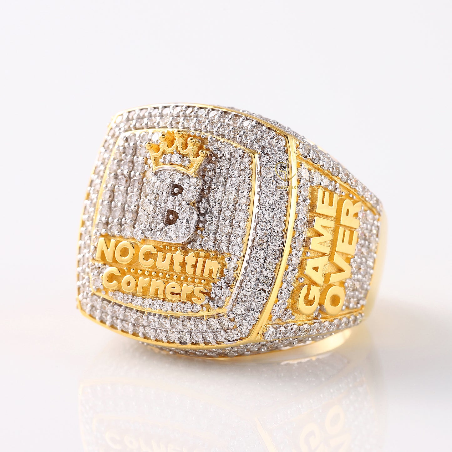 Iced Out Lab Grown Initial Letter Hip Hop Ring For Men