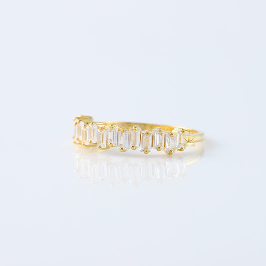 Zigzag Baguette Cut Moissanite Diamond Half Eternity Wedding Ring