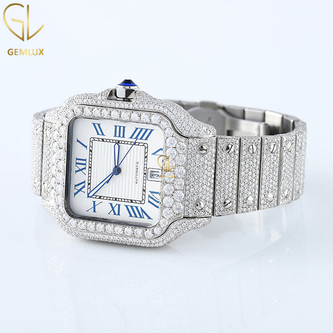 Iced Out Roman Square Dial VVS Moissanite Watch