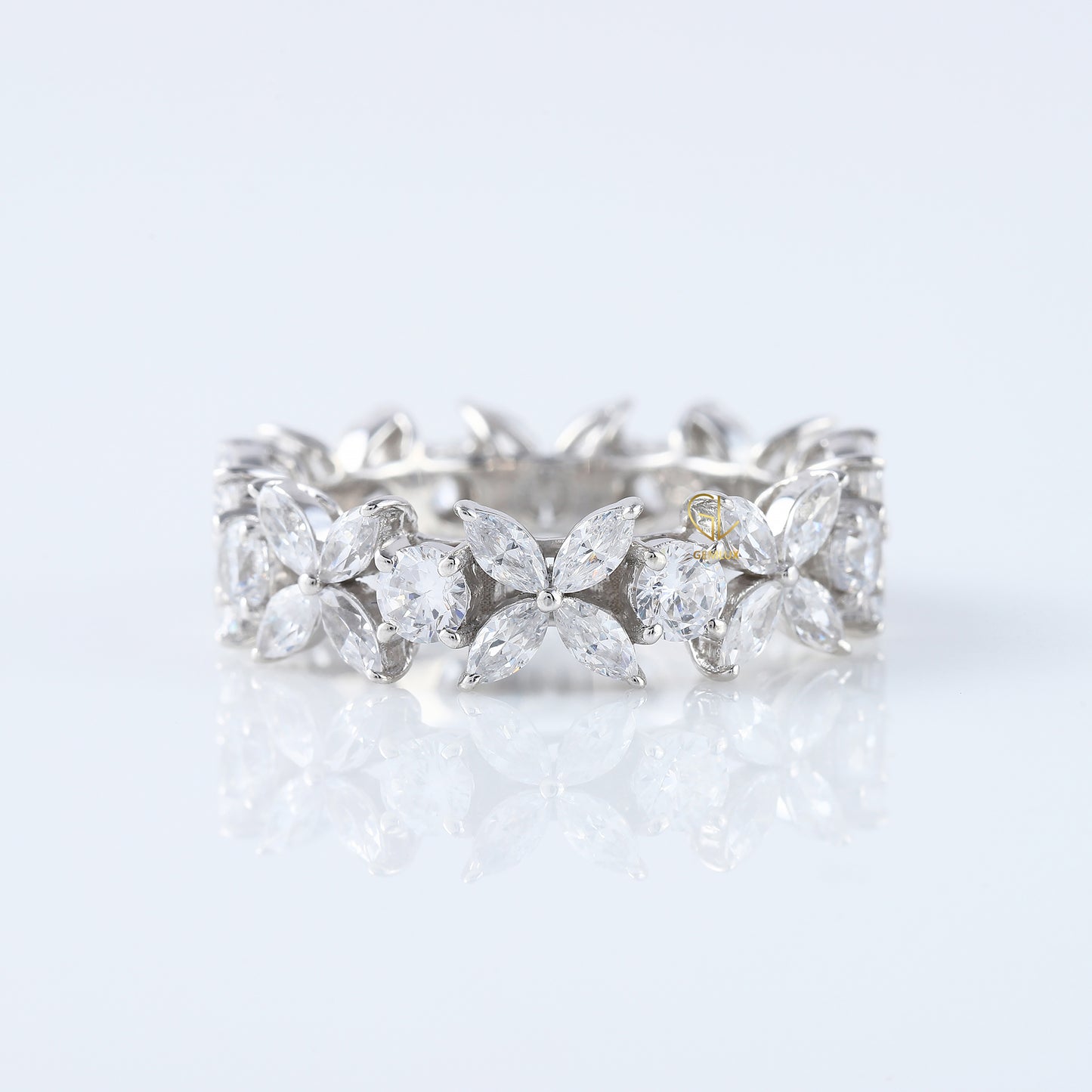 Floral Inspired Moissanite Wedding Band
