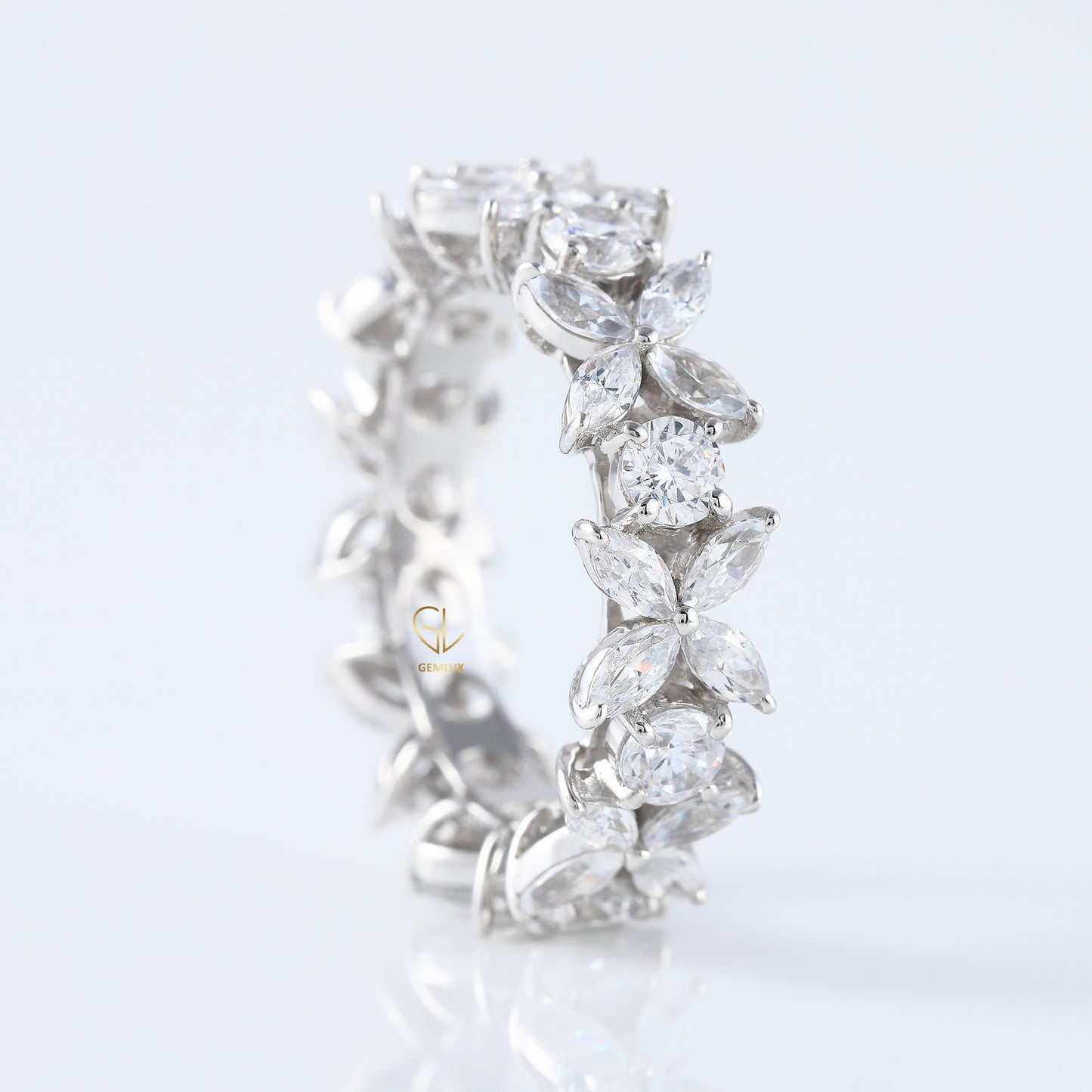 Floral Inspired Moissanite Wedding Band