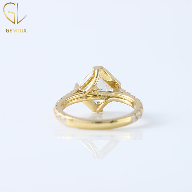 Asscher Cut Moissanite Half Bezel Set Engagement Ring