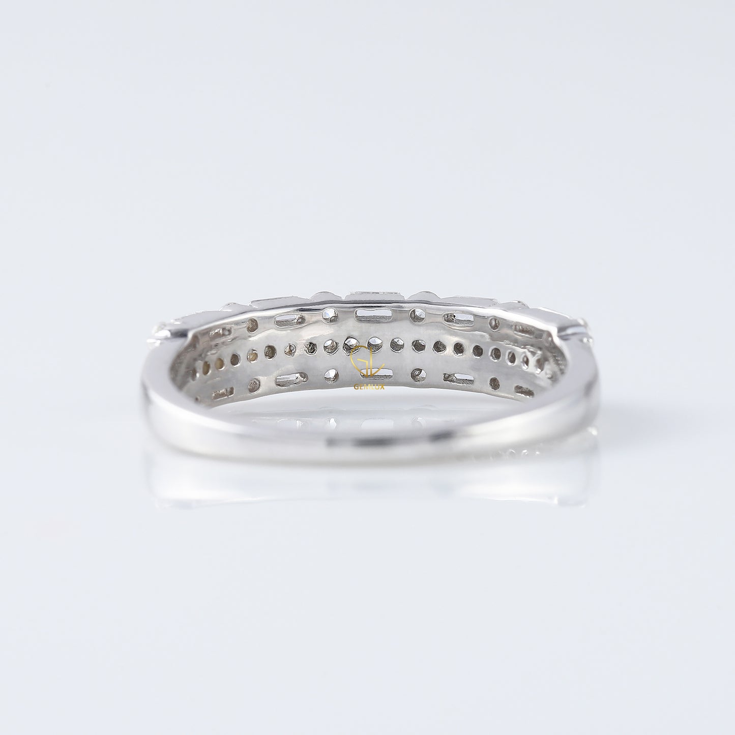 Three Row Moissanite Eternity Wedding Band