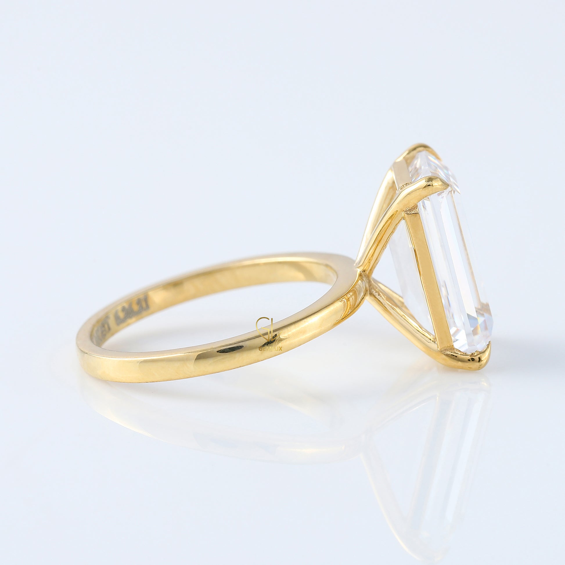 Emerald Cut Moissanite Solitaire Engagement Ring