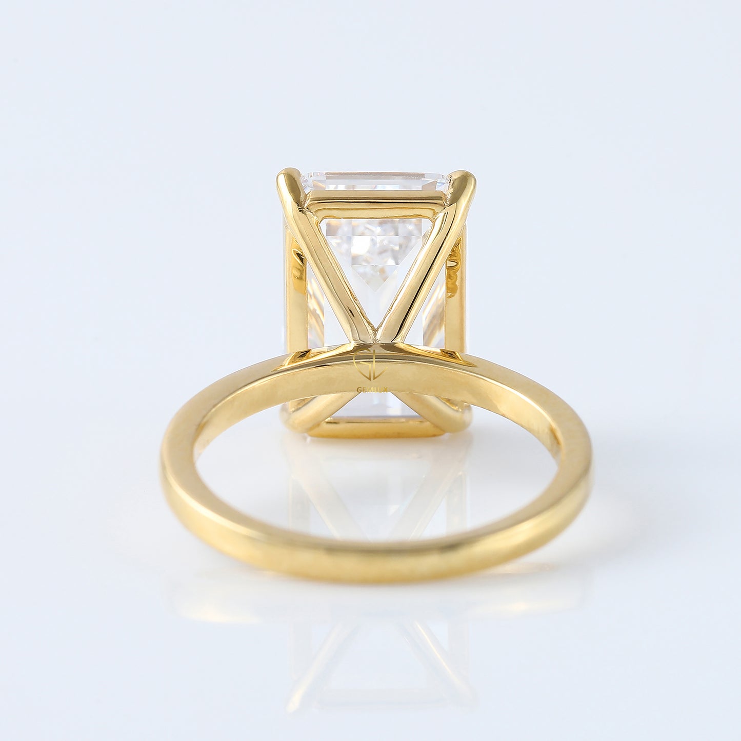 Emerald Cut Moissanite Solitaire Engagement Ring