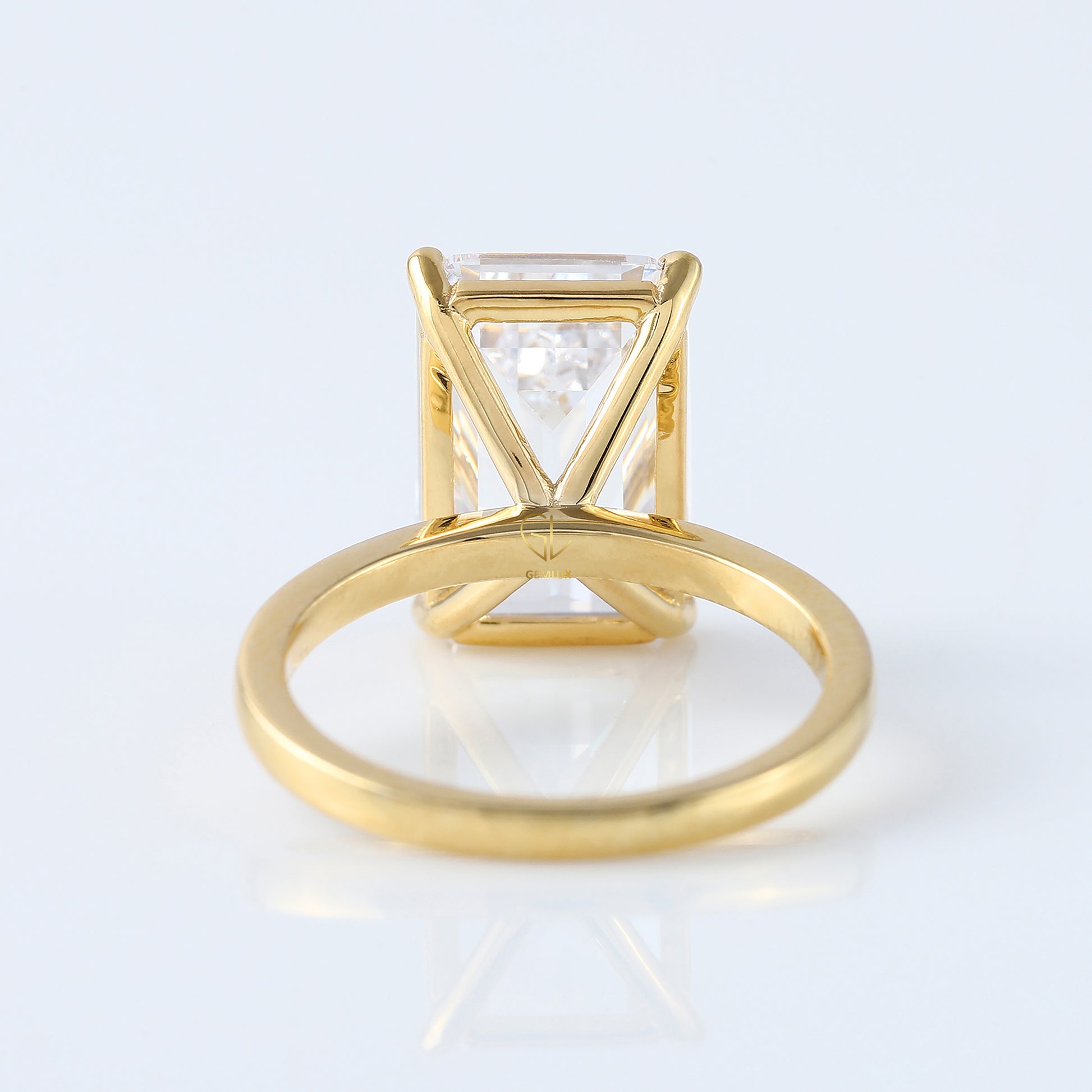 Emerald Cut Moissanite Solitaire Engagement Ring