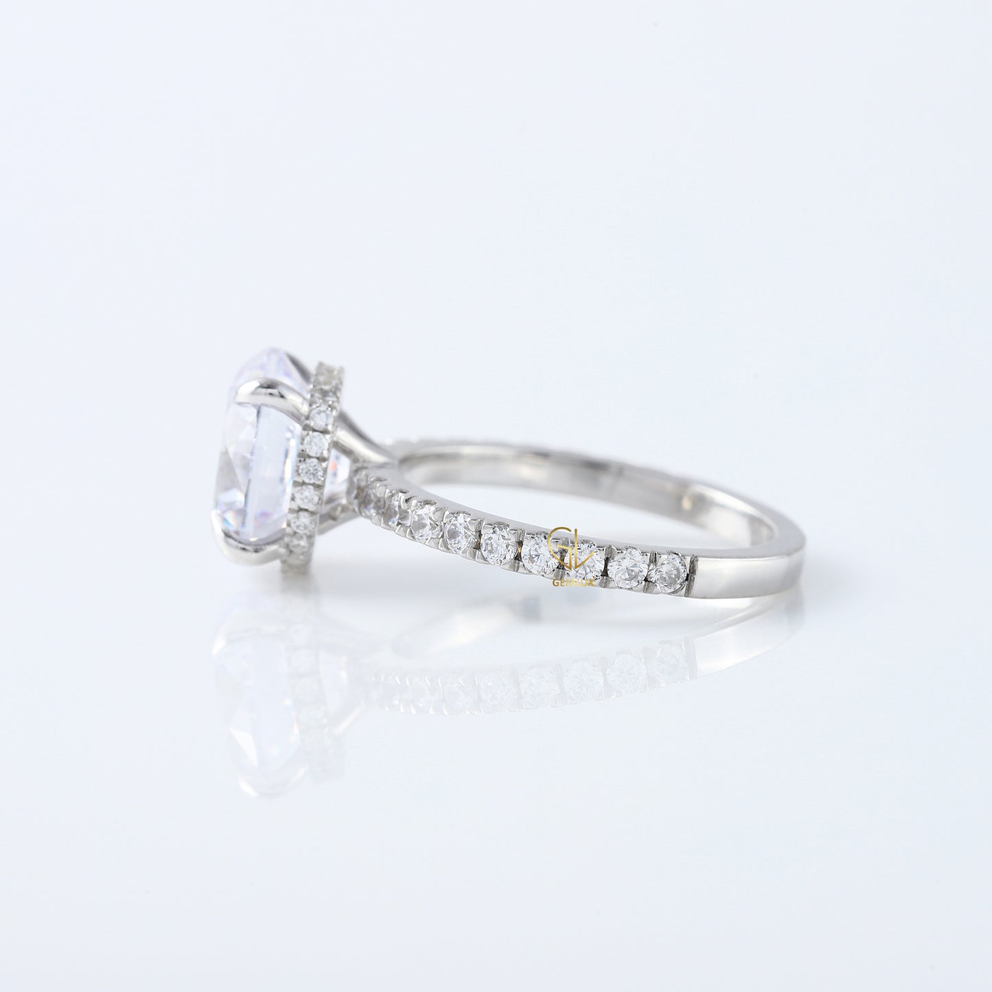 Round Cut Moissanite Diamond Solitaire With Accent Engagement Ring