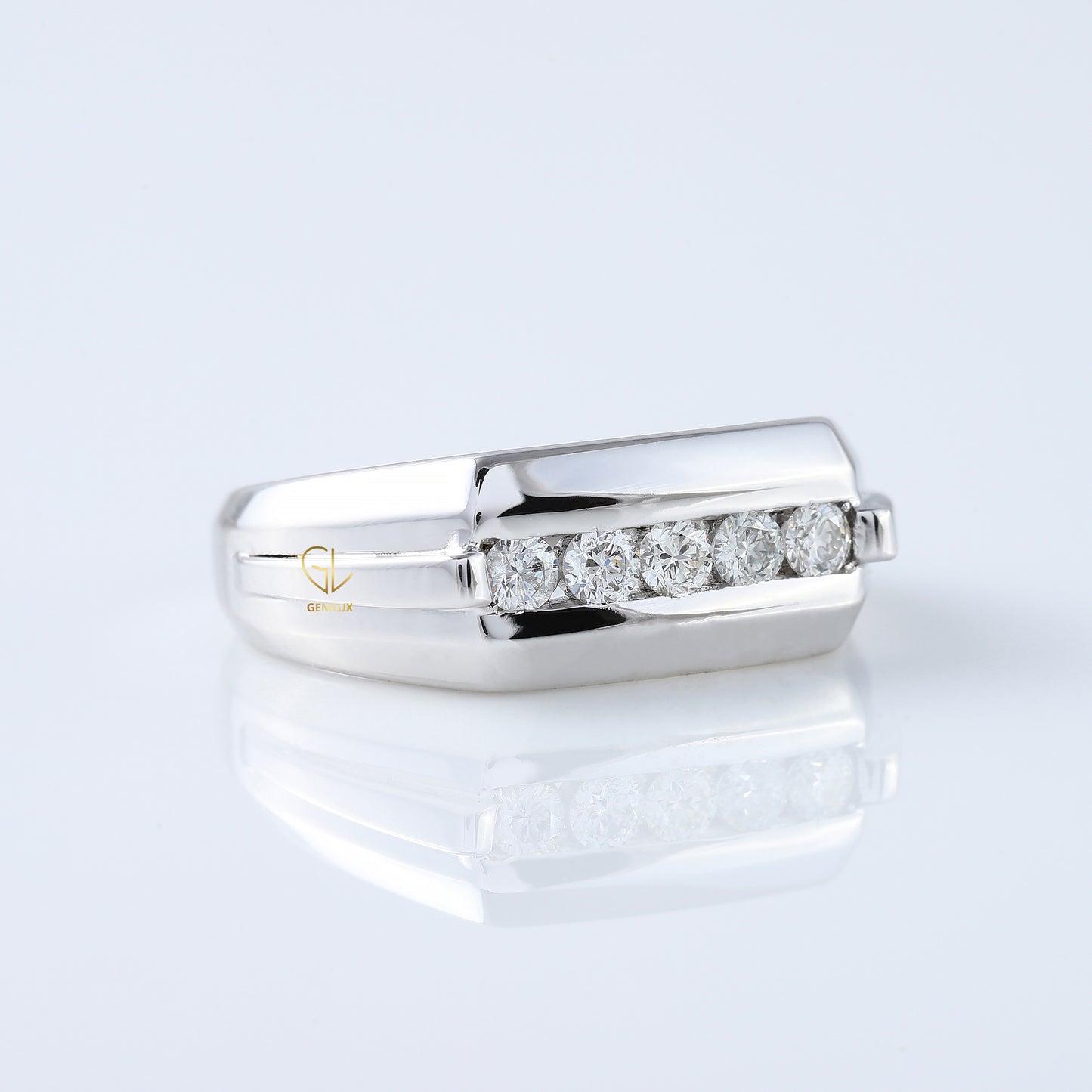 Five Stone Lab Grown Diamond Channel Set Men's Wedding Band