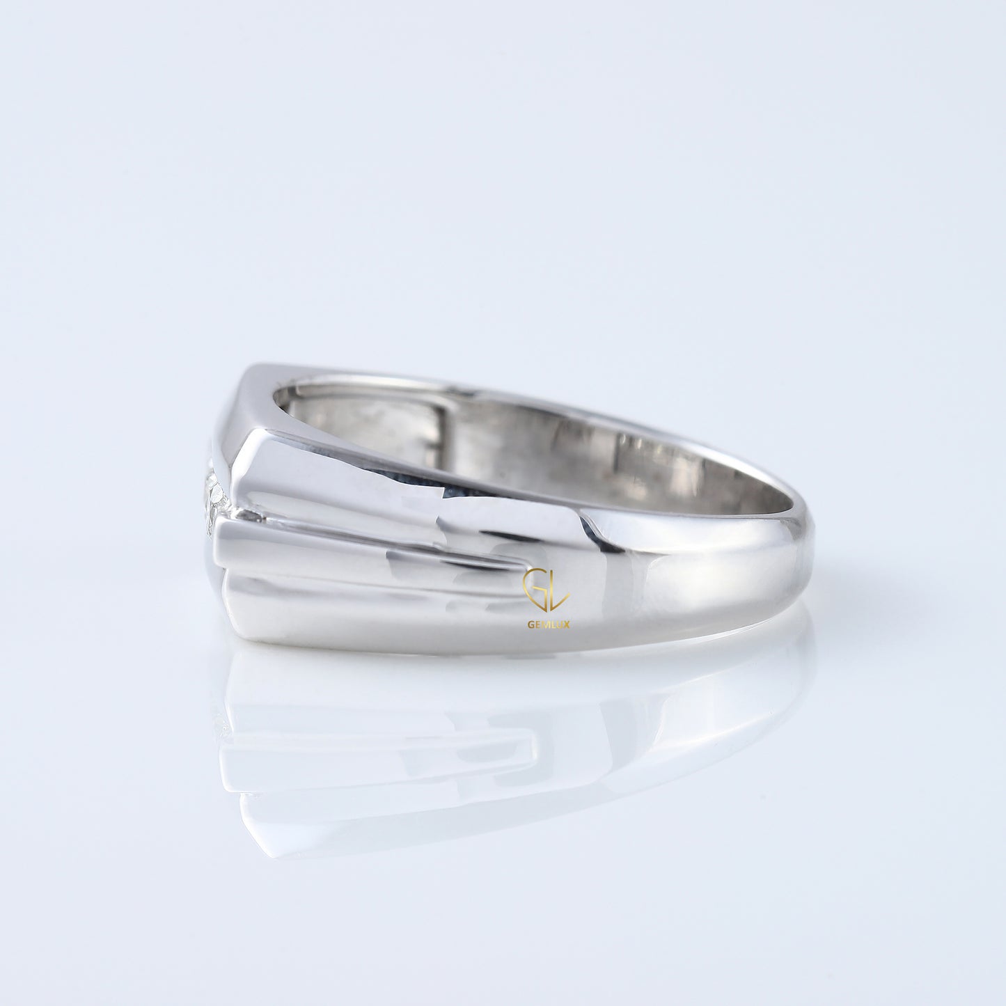 Five Stone Round Moissanite Channel Set Men's Engagement Ring