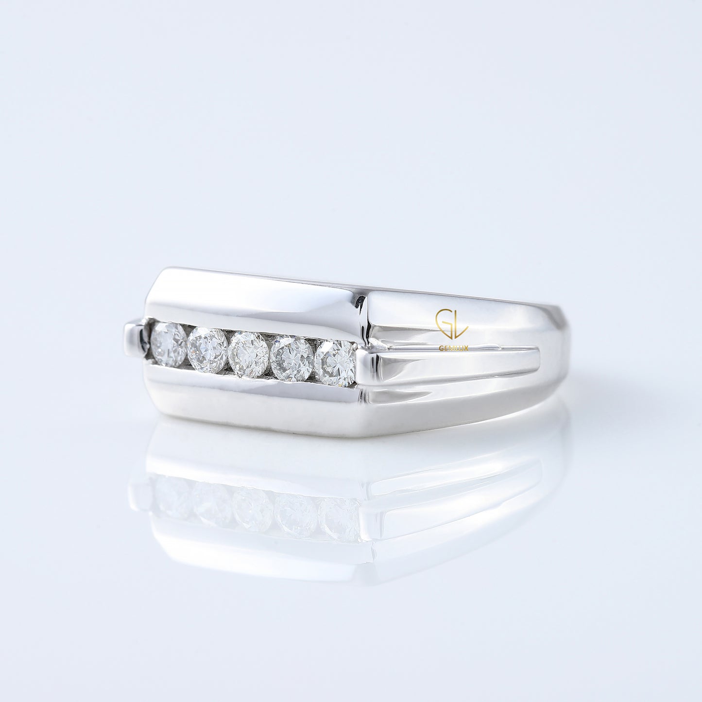 Five Stone Lab Grown Diamond Channel Set Men's Wedding Band