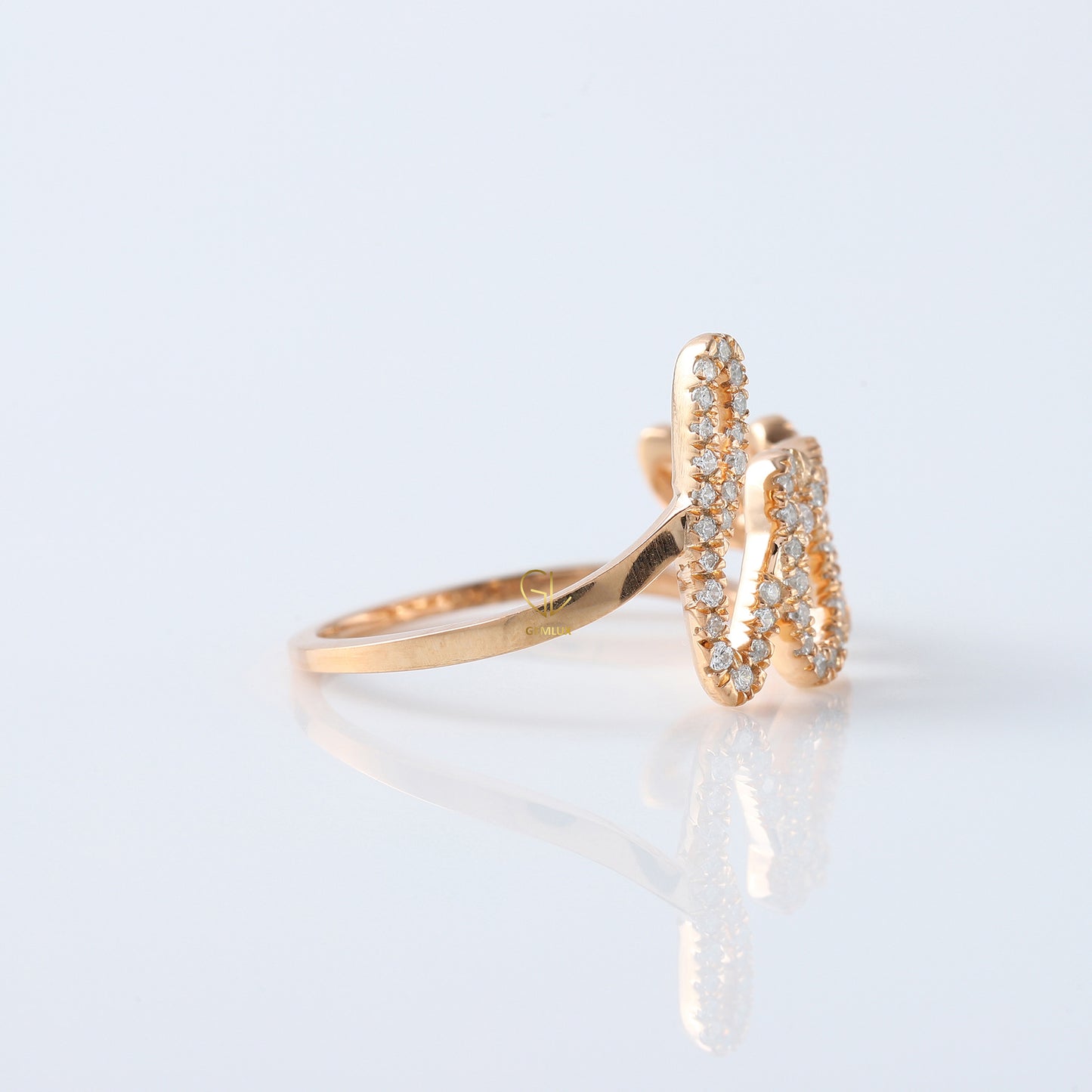 Trendy Cursive Love Letter Moissanite Diamond Proposal Ring For Her