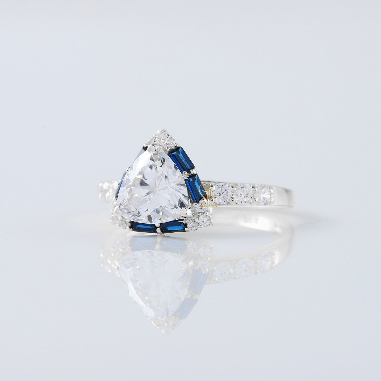 Trillion Cut Lab Grown Diamond Halo Ring