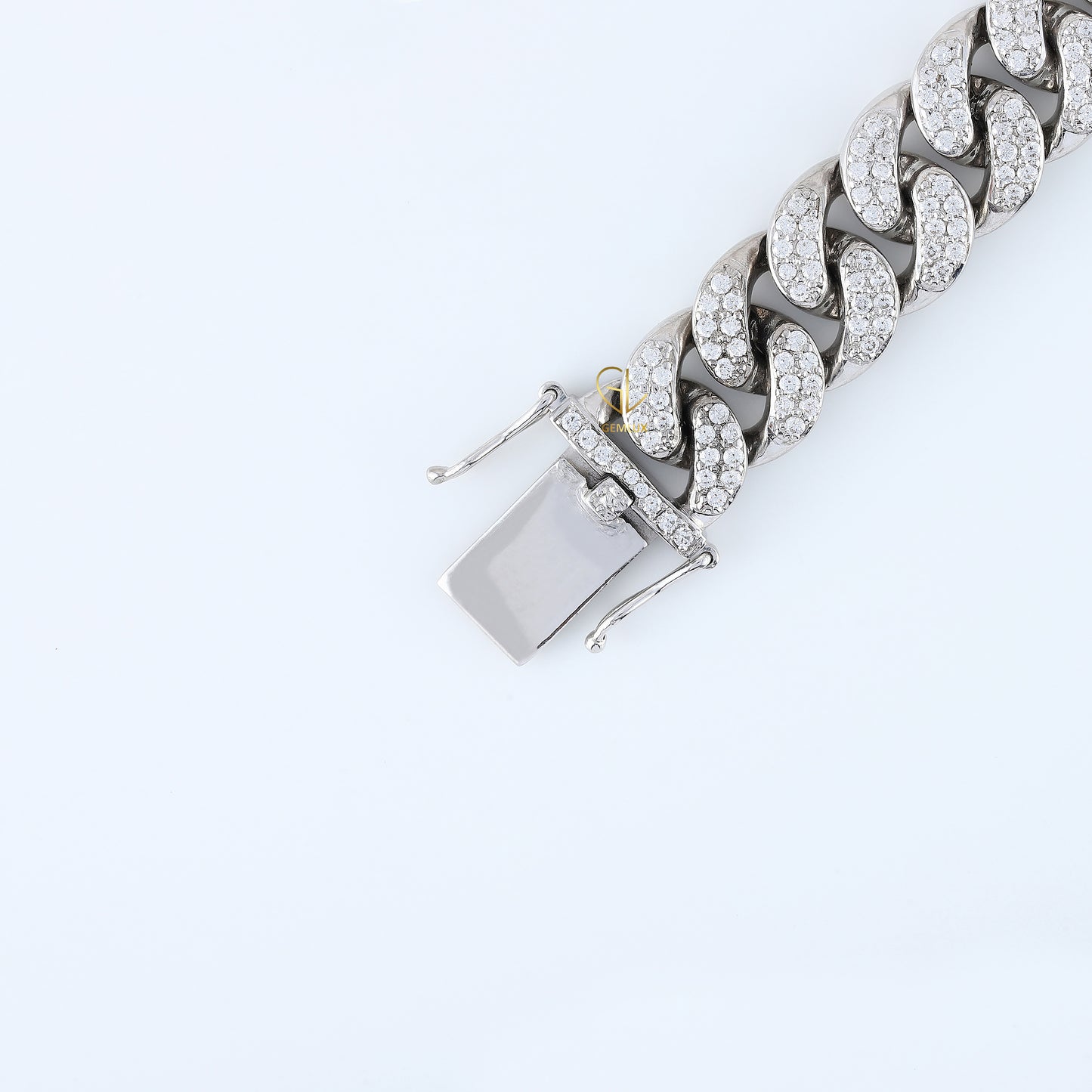 Hip Hop Iced Out Moissanite Cuban Link Bracelet