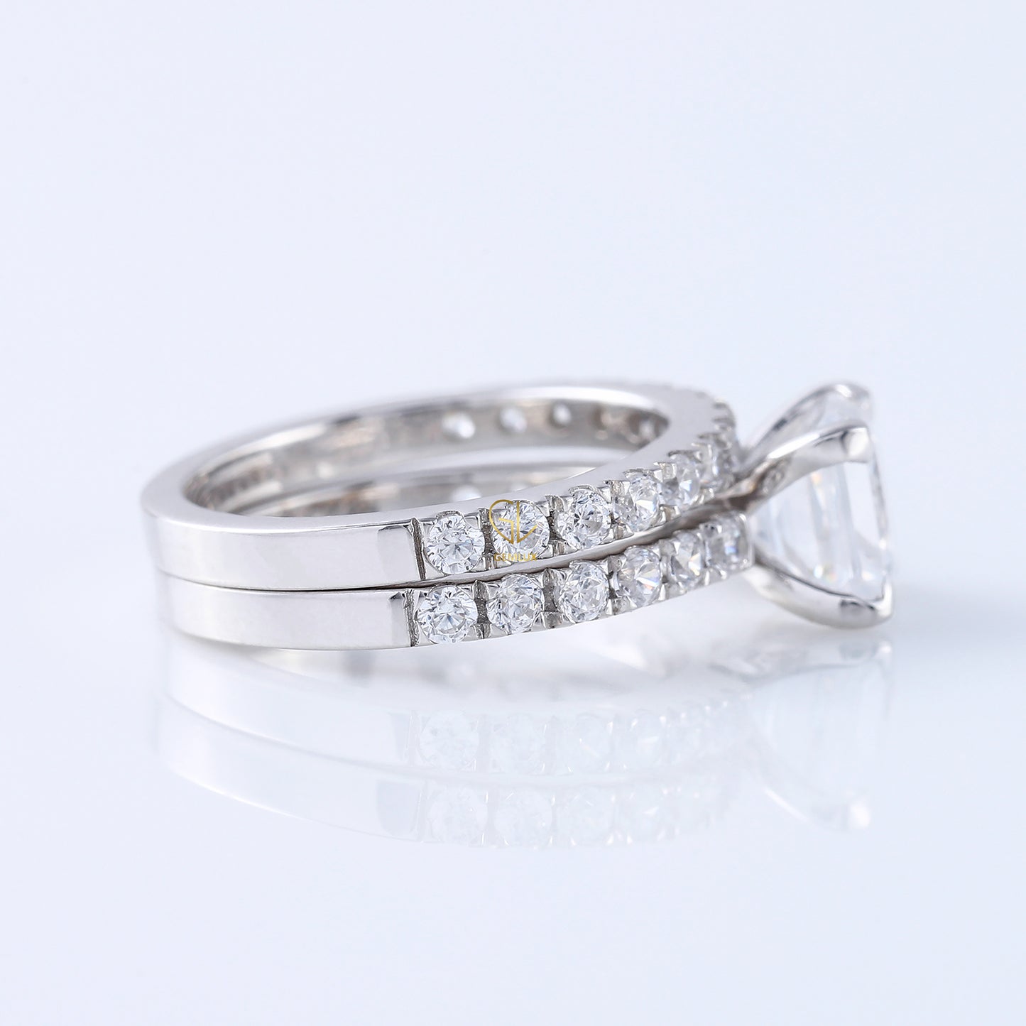 Lab Grown Princess Cut Diamond Ring Set