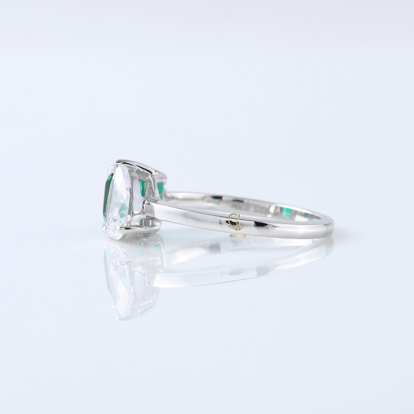 Asscher & Pear Cut Lab Grown Diamond Toi Et Moi Ring, Two Stone Engagement Ring
