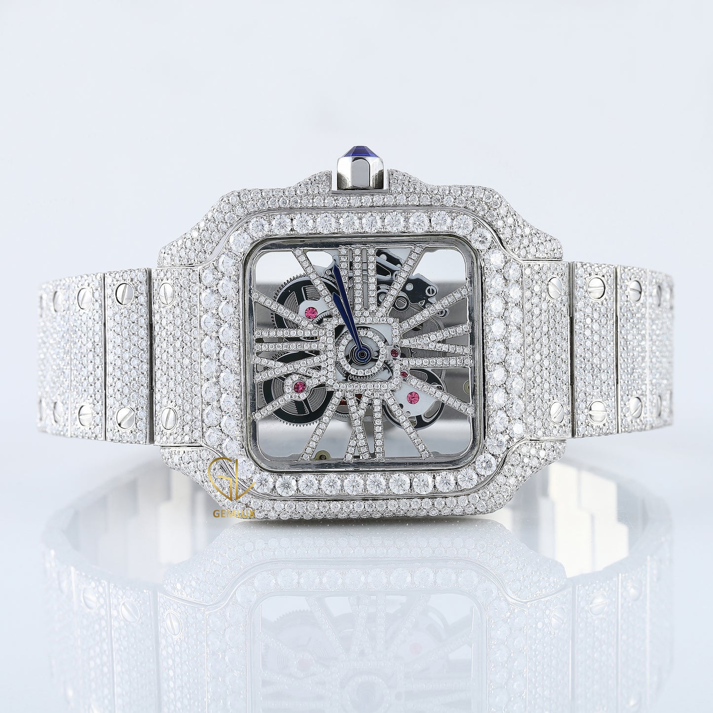 Iced Out Square Skelton Dial VVS Moissanite Diamond Hip Hop Watch