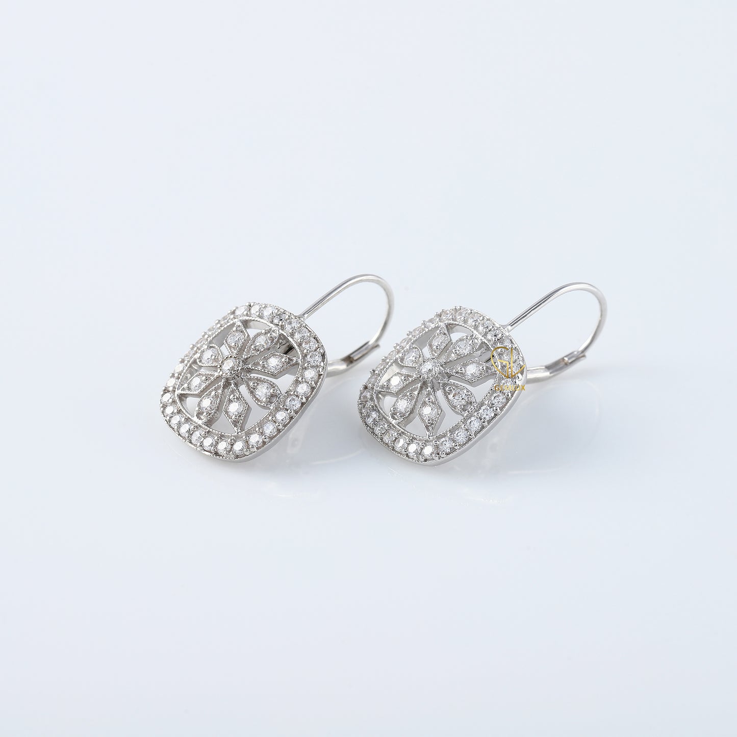 Floral Design Lab Grown Vintage Art Deco Antique Earrings