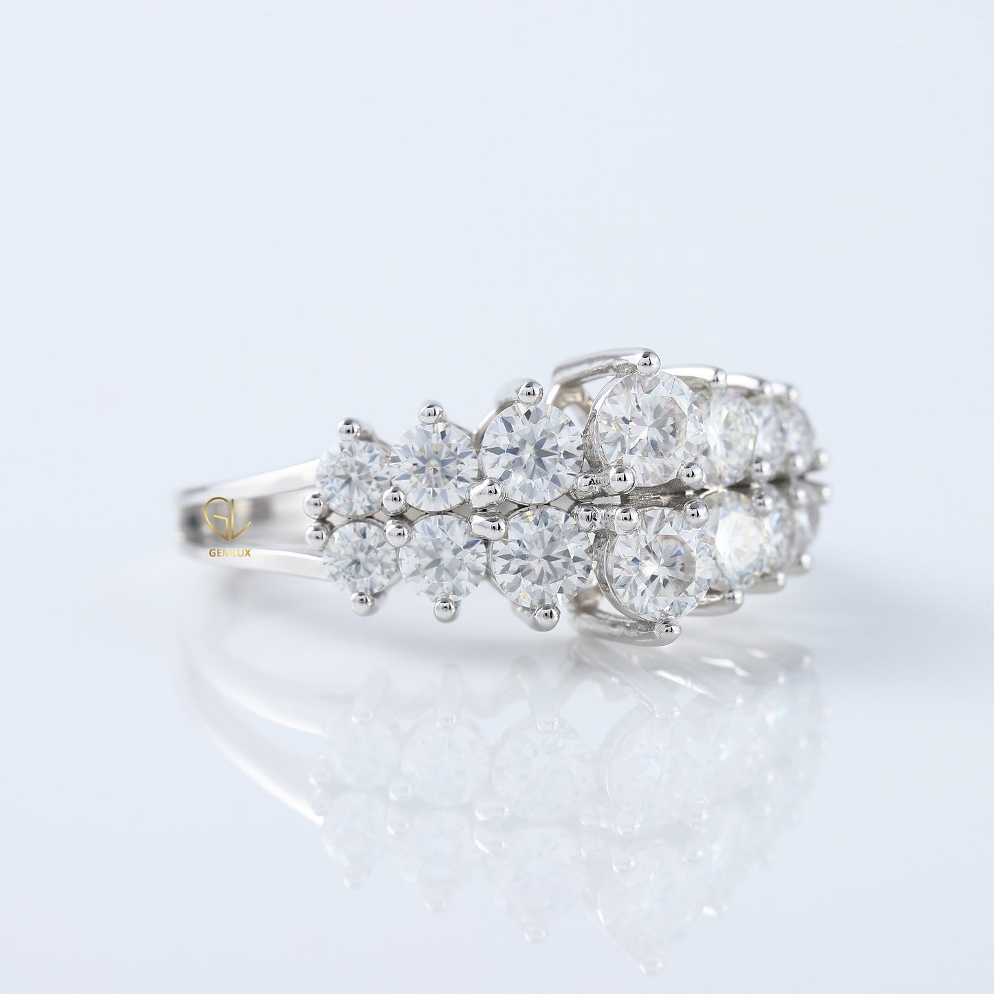 Two Row Moissanite Half Eternity Wedding Band