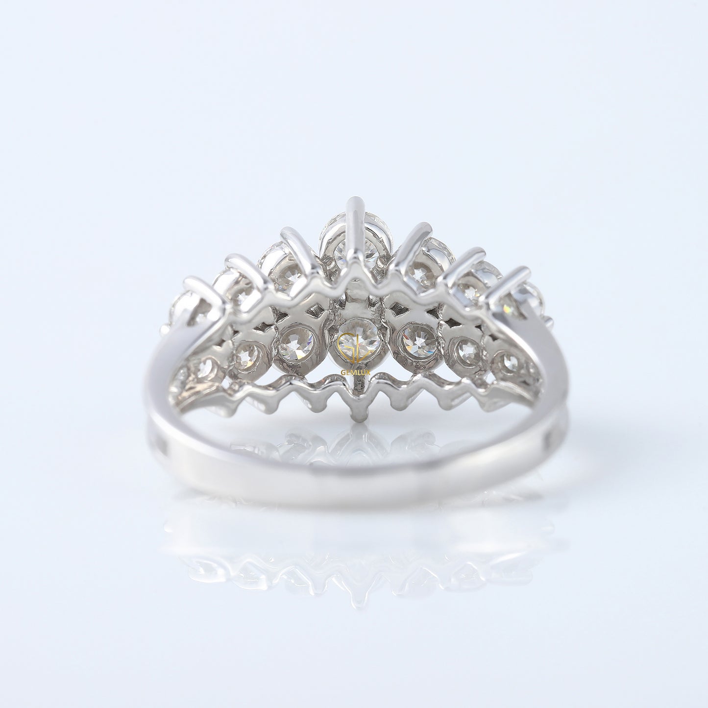 Art Deco Two Row Lab Grown Half Eternity Wedding Band