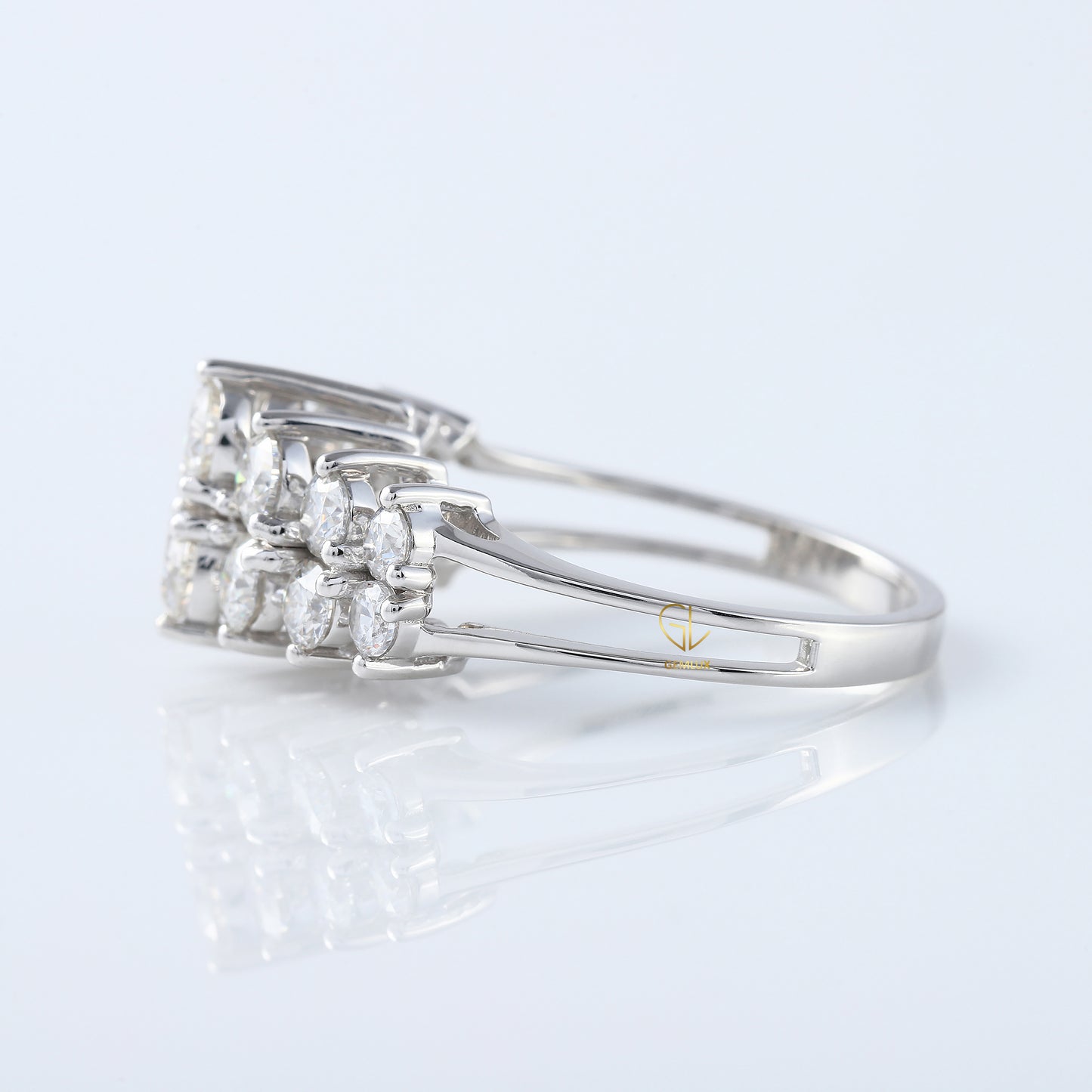 Two Row Moissanite Half Eternity Wedding Band