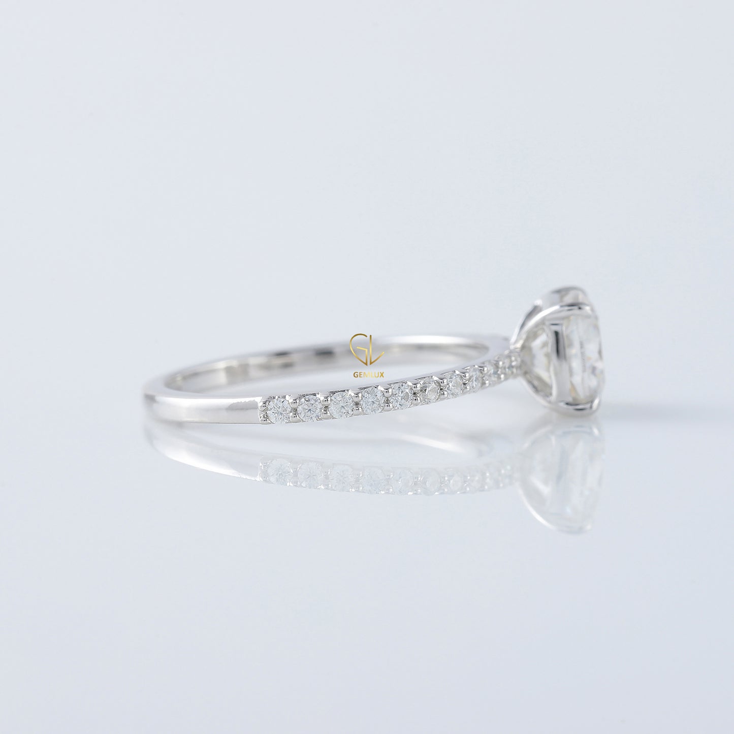 Cushion Cut Moissanite Solitaire With Accent Engagement Ring