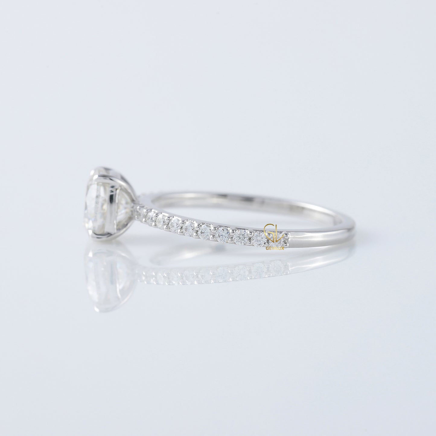 1.5 Ct Cushion Cut Lab Grown Solitaire With Accent Ring