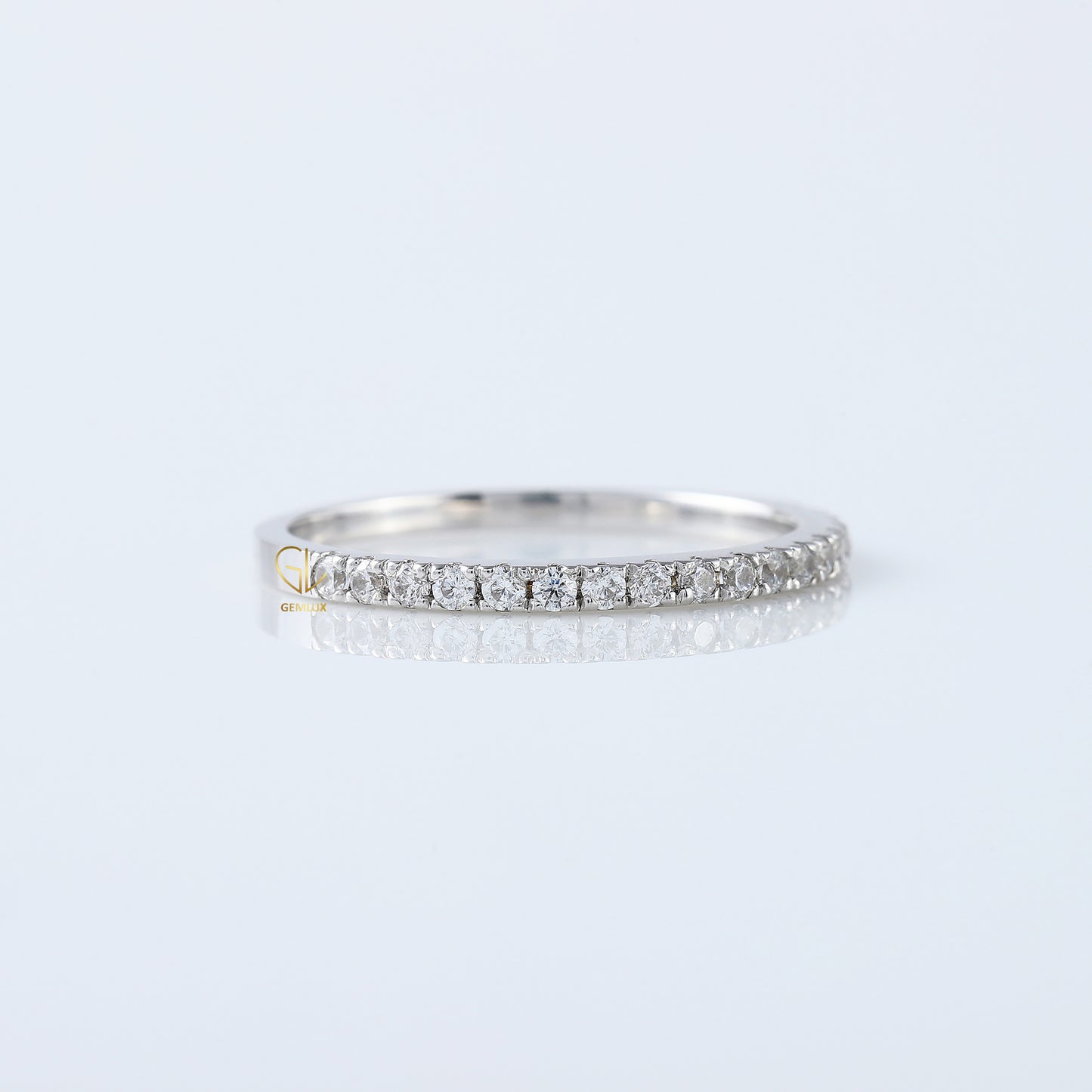 Round Cut Moissanite Delicate Eternity Wedding Band