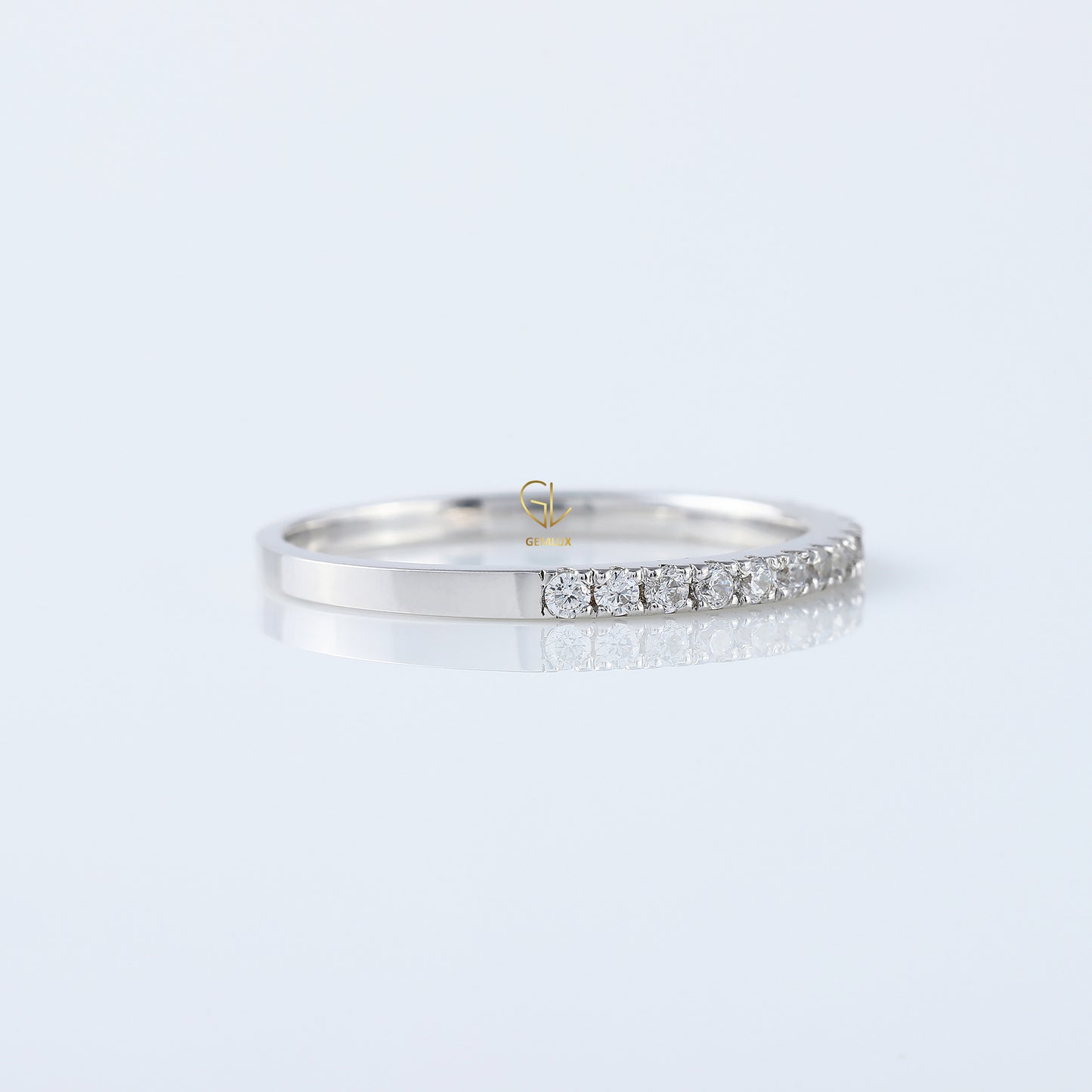 Round Cut Moissanite Delicate Eternity Wedding Band