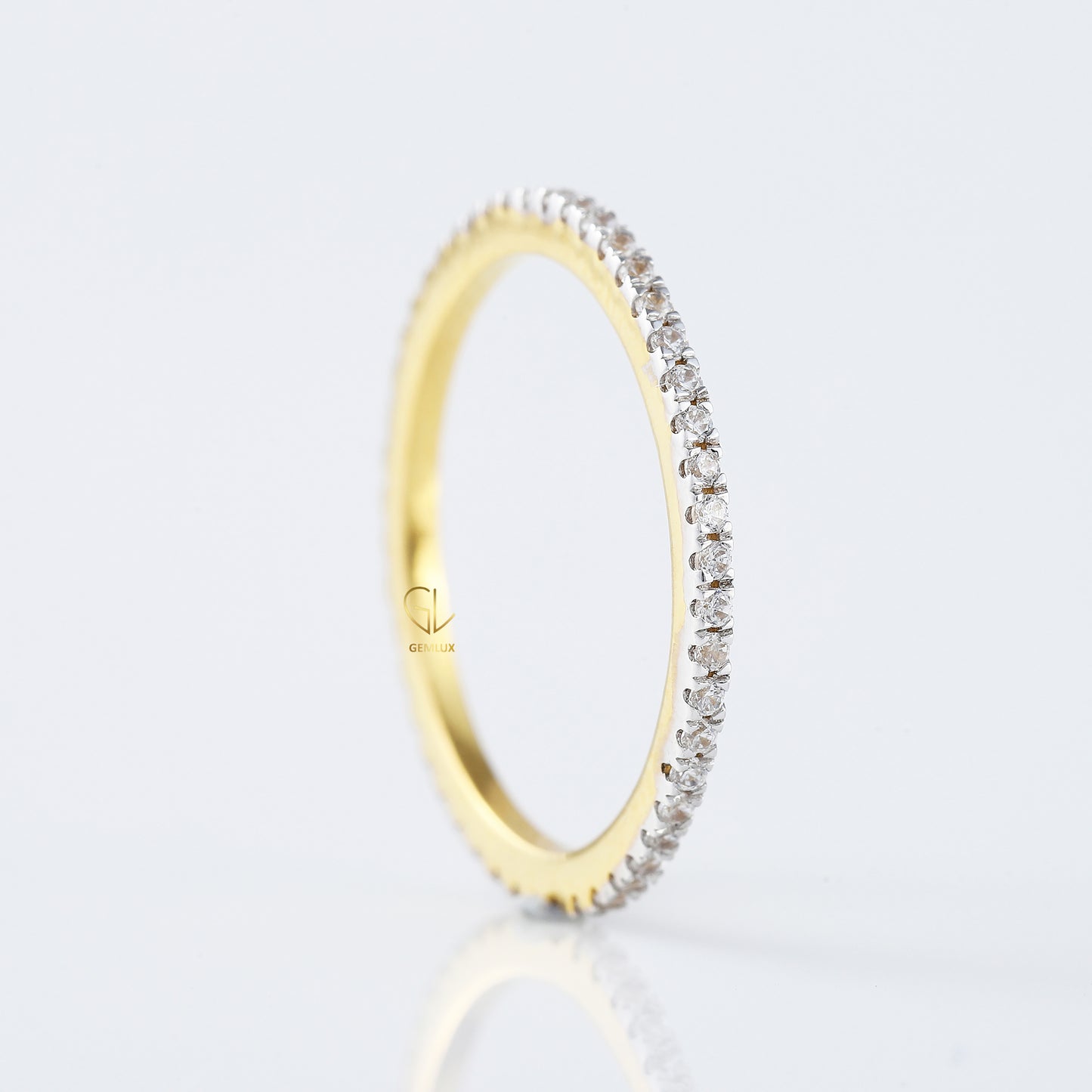 Minimalist Round Moissanite Eternity Wedding Band