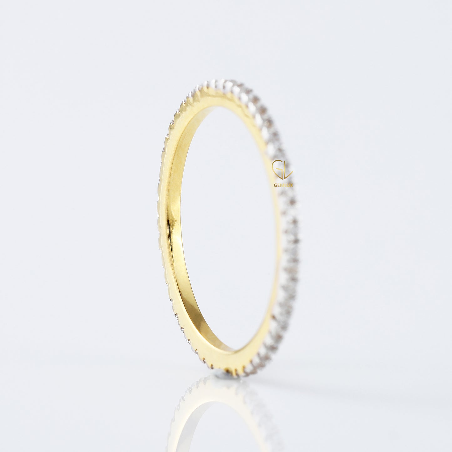 Minimalist Round Moissanite Eternity Wedding Band