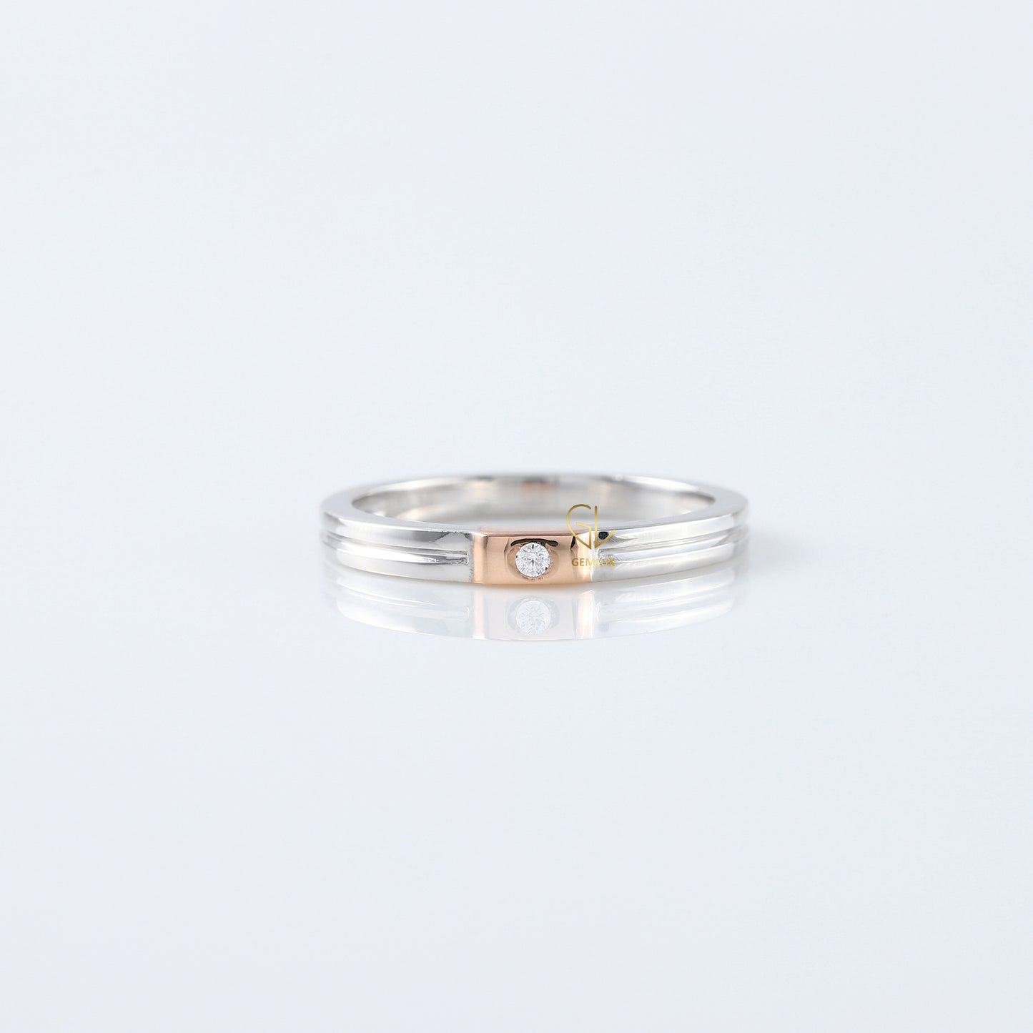 Round Moissanite Two Tone Solitaire Diamond Band