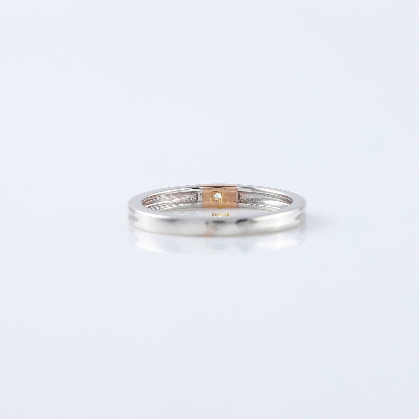Round Moissanite Two Tone Solitaire Diamond Band