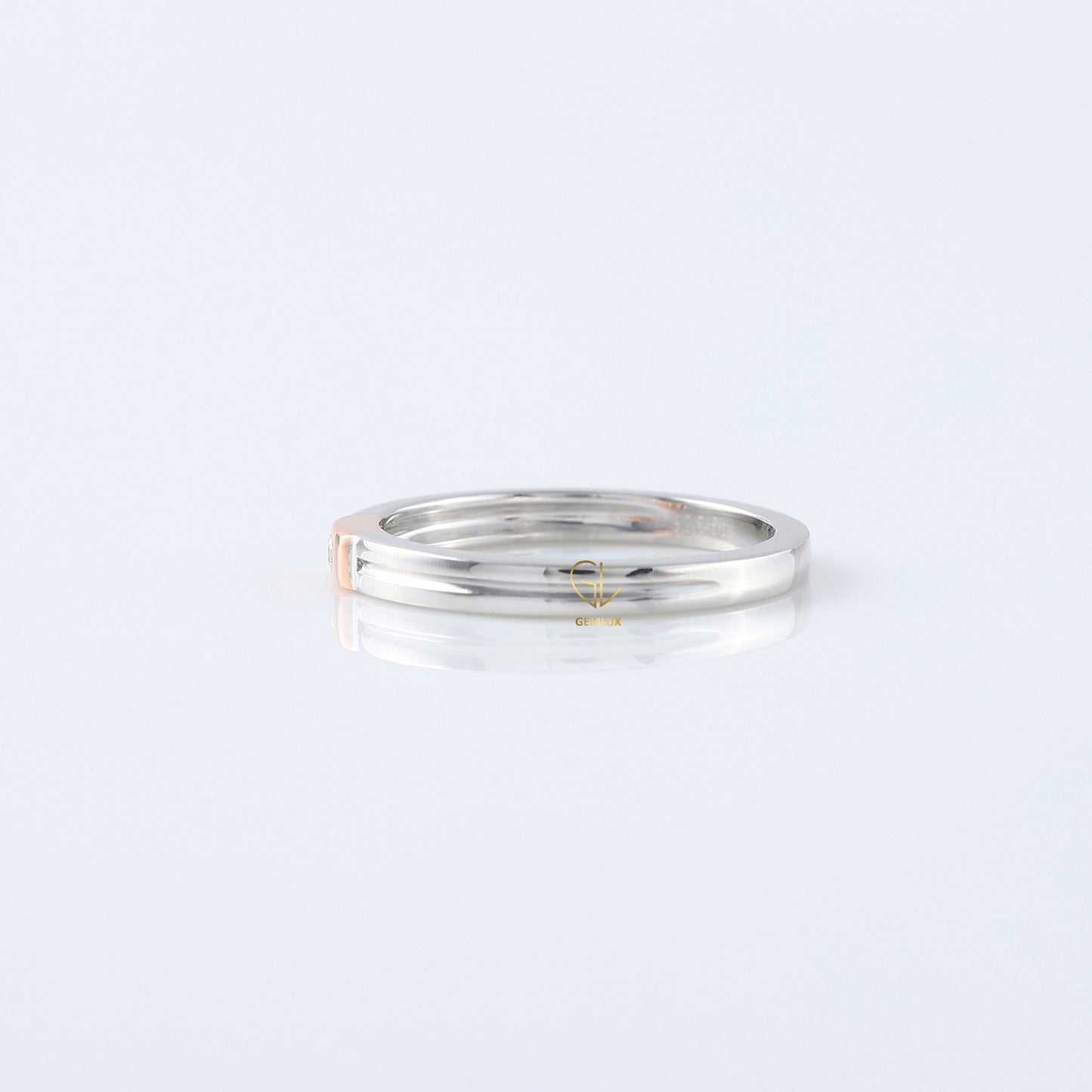 Round Moissanite Two Tone Solitaire Diamond Band