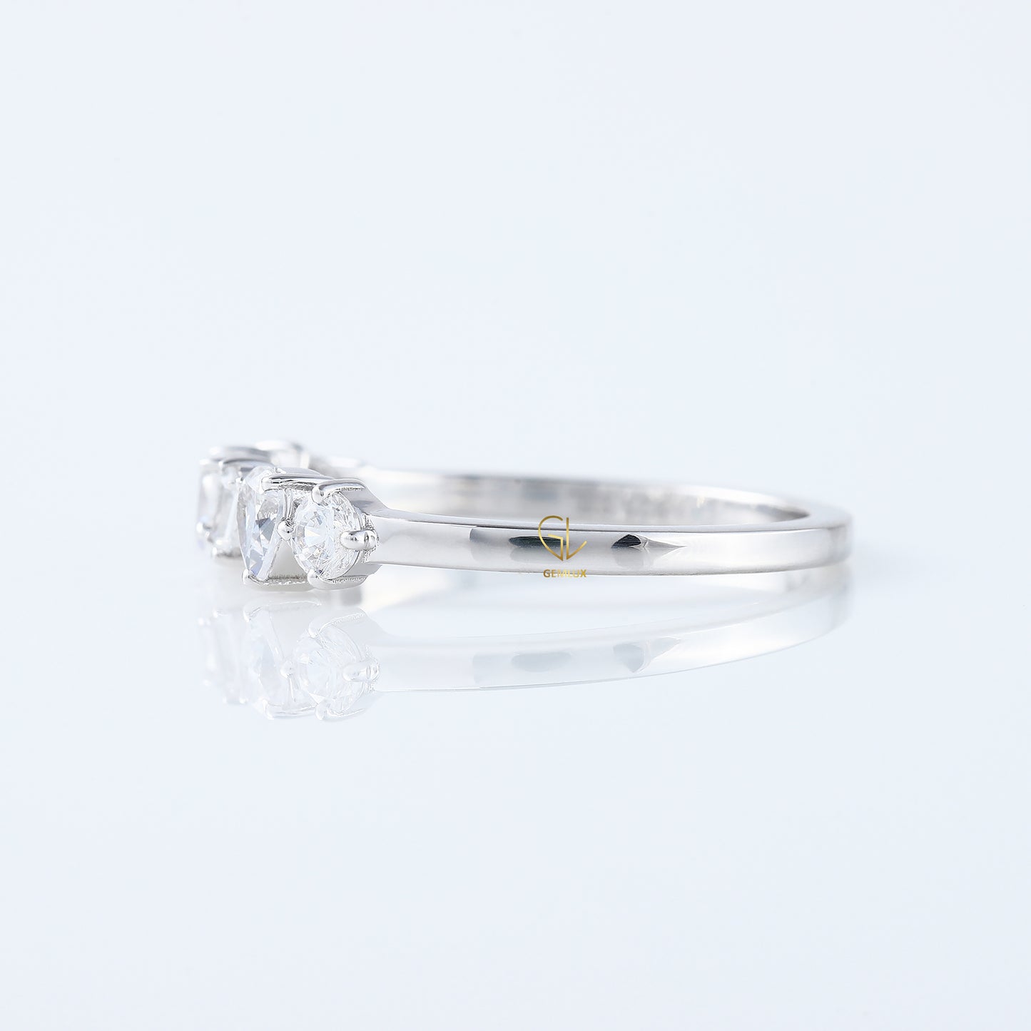 Seven Stone Fancy Cut Moissanite Stackable Wedding Band
