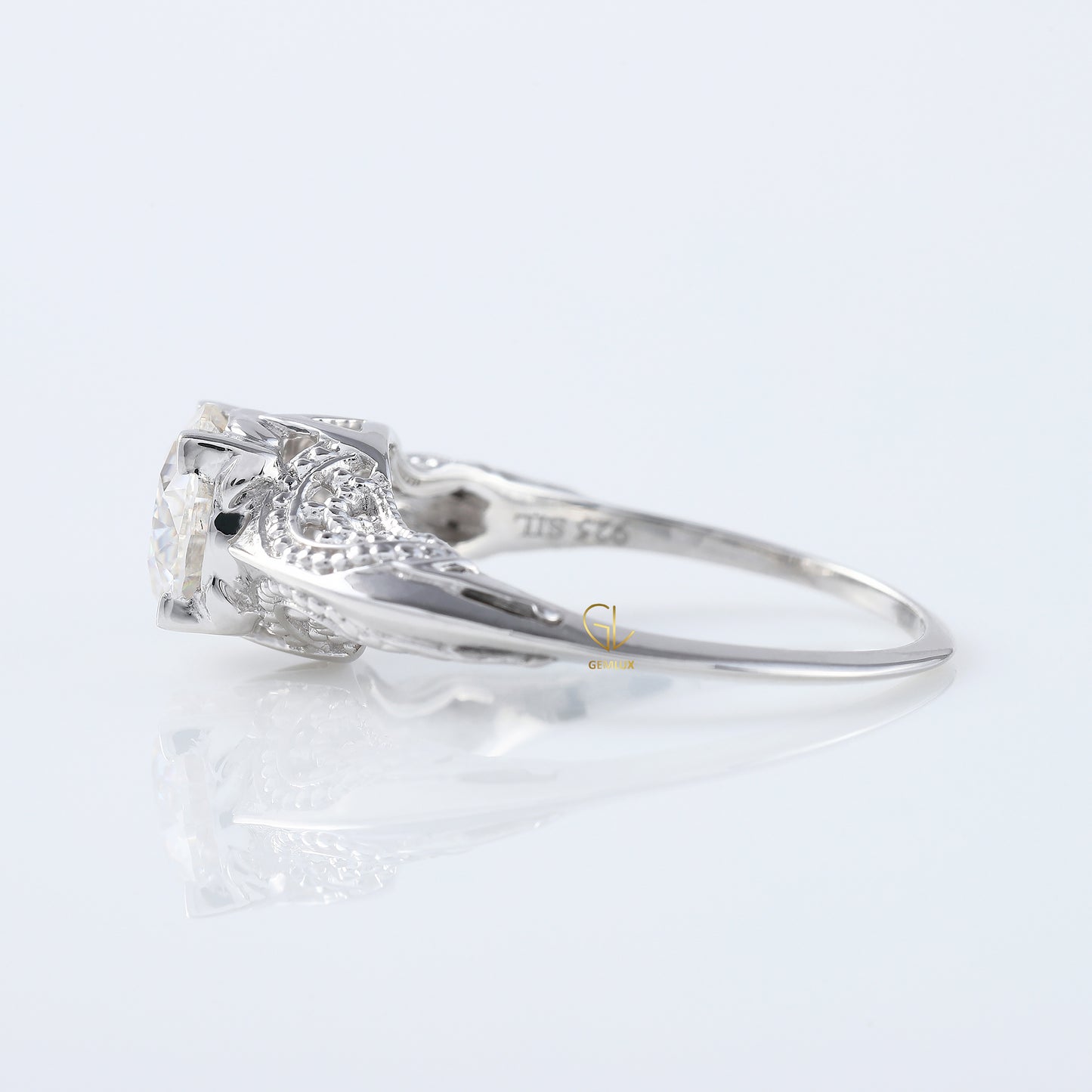 Vintage Inspired Lab Grown Art Deco Filigree Ring