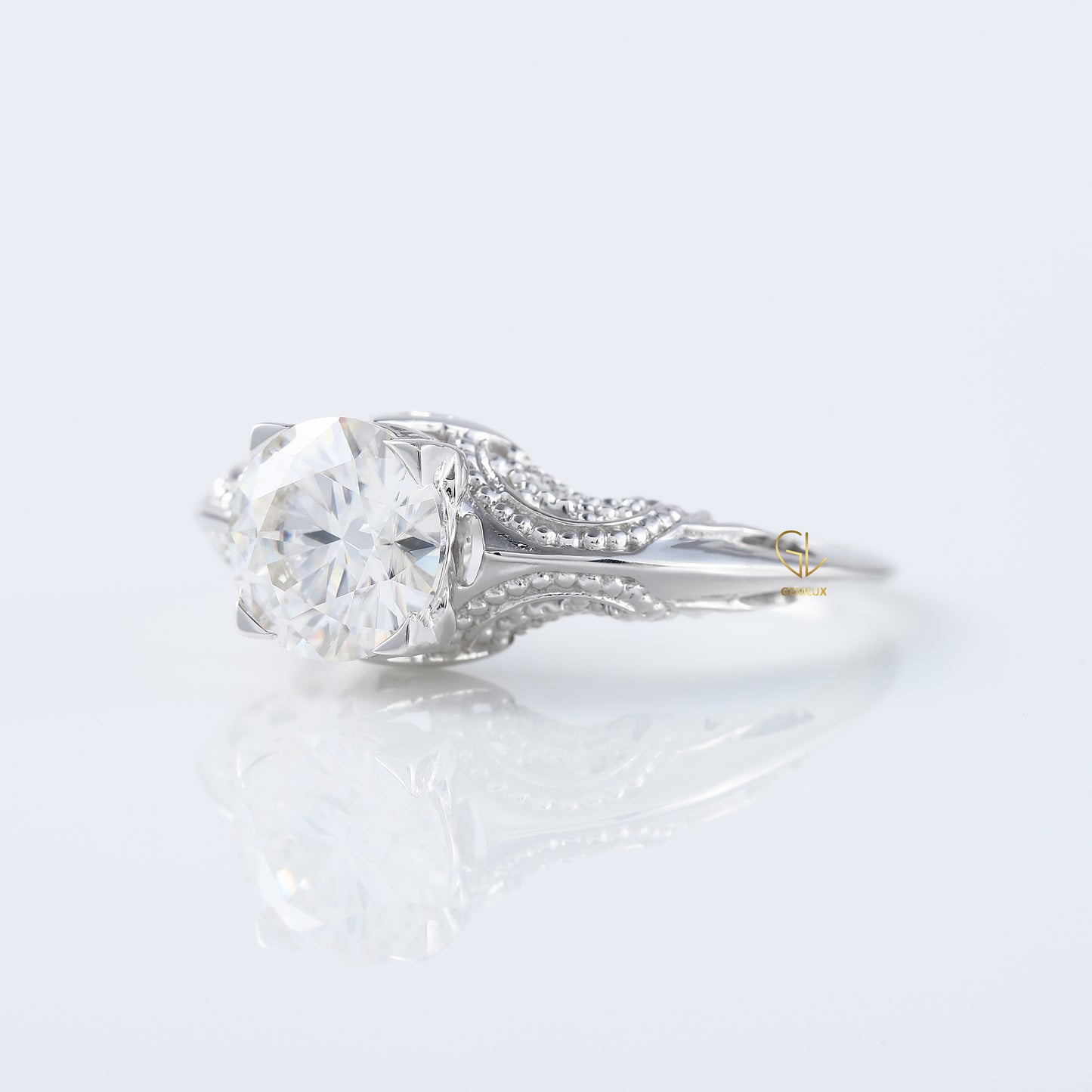 Vintage Inspired Lab Grown Art Deco Filigree Ring