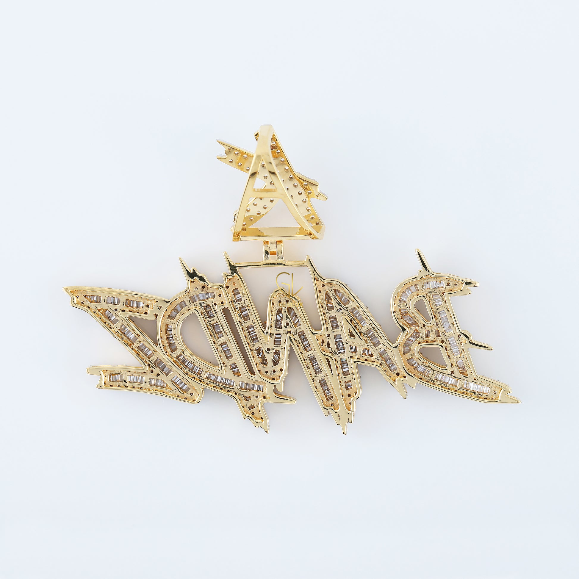 Name Letter Iced Out Baguette Cut Moissanite Hip Hop Pendant